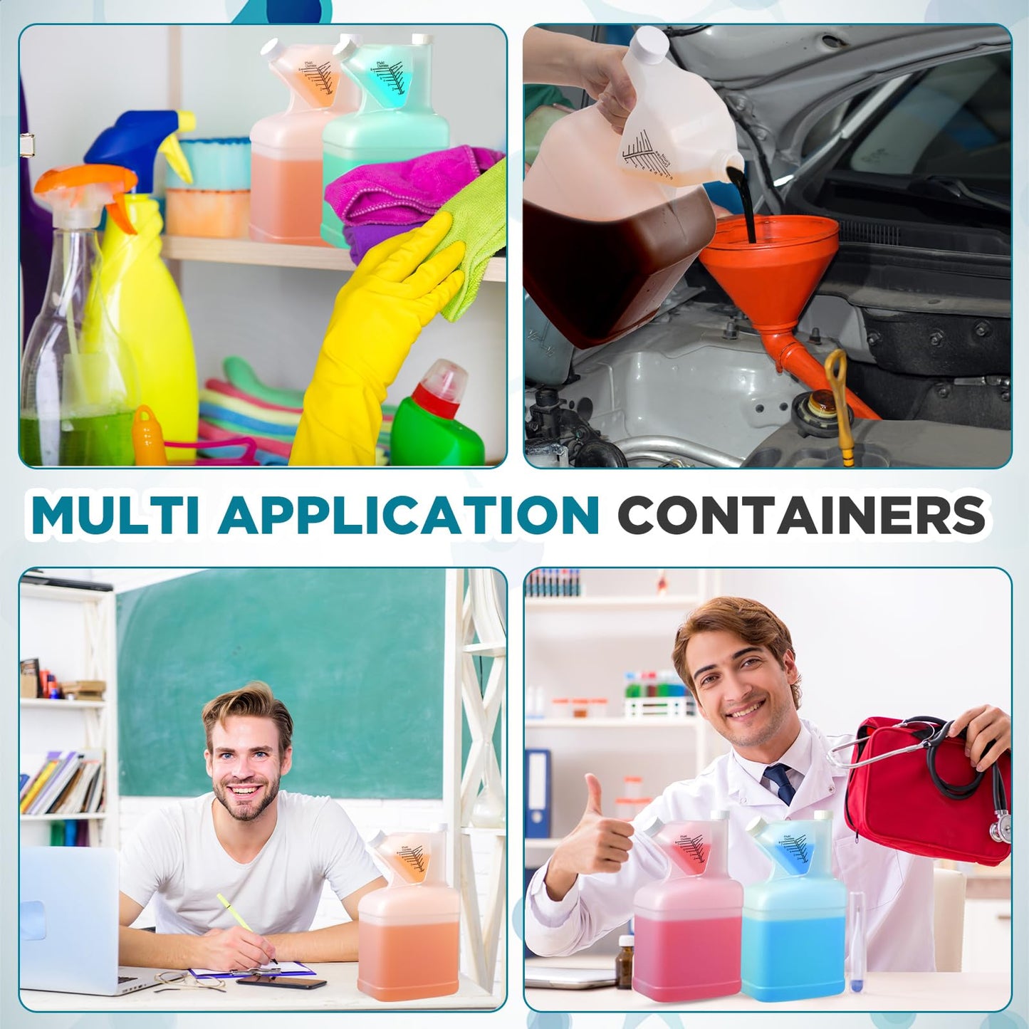 Yiyiring 8 Pcs 128oz Measure Container and Pour Measuring Containers HDPE Plastic Measuring Bottle, 8oz Measure Capacity