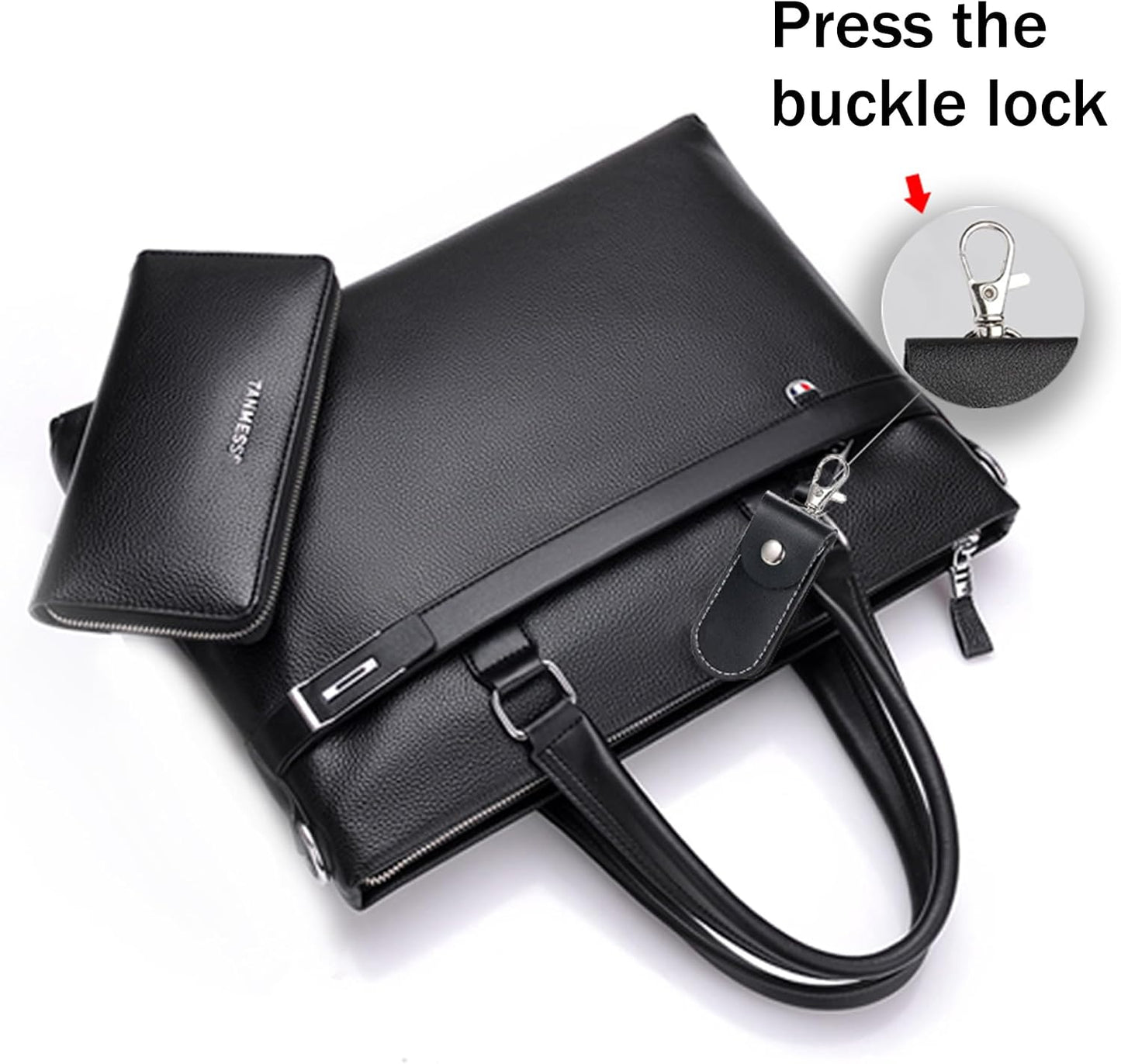 MUZZIOU 2 Anti Lost USB Flash Drive Leather Holder, Pcs Leather USB Protective Case for Alloy Shark Buckle Lightweight