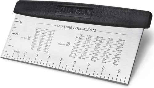 HULISEN Large Bench Scraper - 10-Inch Stainless Steel Dough & Pastry Cutter with Measuring Scale