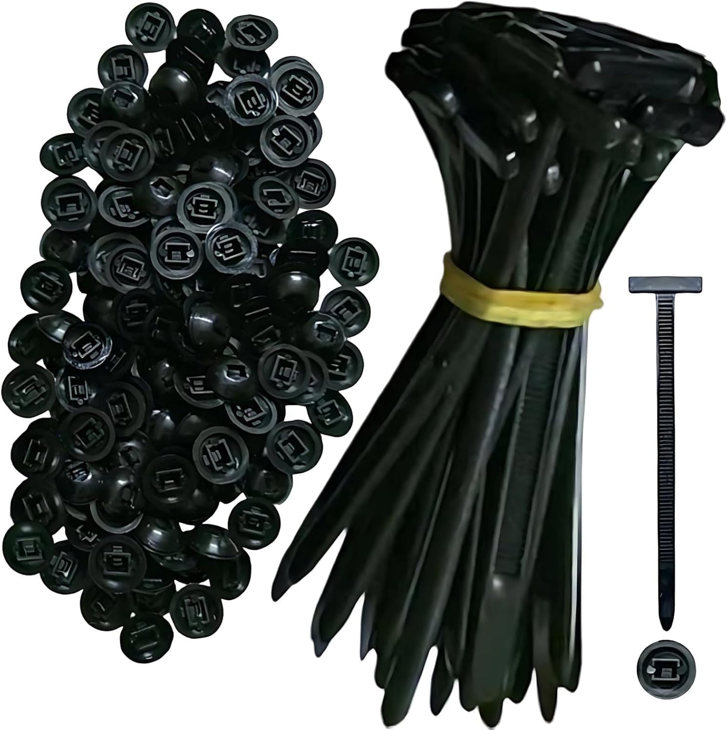 Generic (20PCS) Nylon Universal Cable Tie Buckle Self-Locking Zip Ties with Button Clip Head for Car Bumper Mount