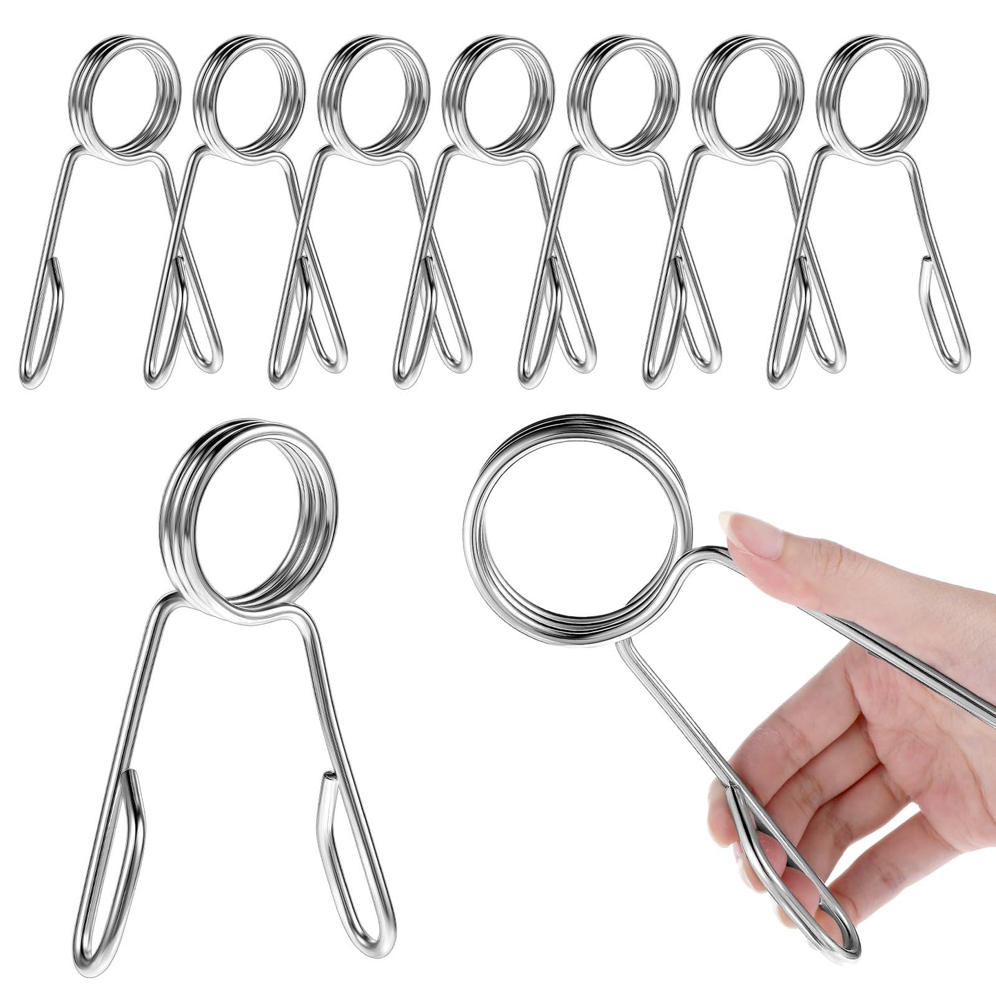 MAQUITA 8 Pack 2 Inch Dumbbell Spring Collars Barbell Clamps Locking Collars Clips for Weightlifting Exercise Fitness Training Supplies (Silver)