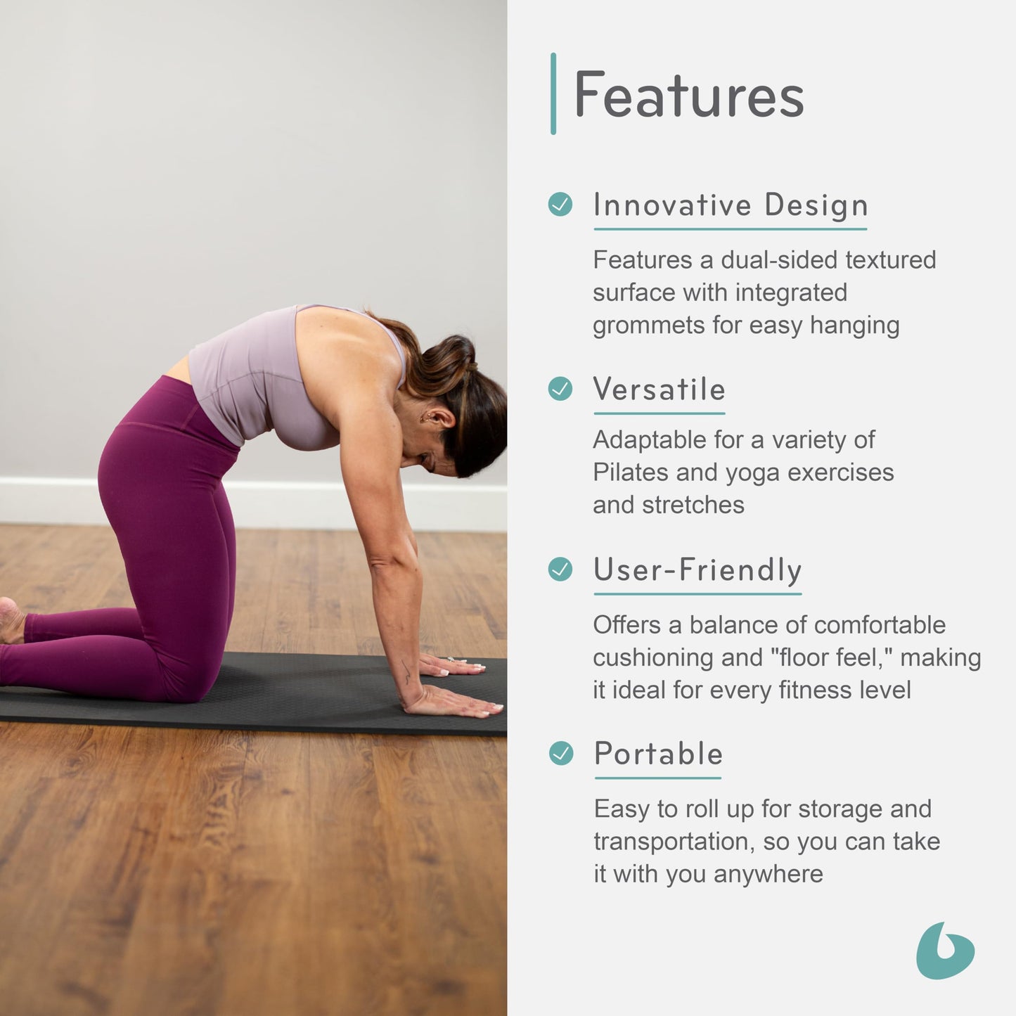 Balanced Body EcoWise Pilates Mat, Yoga and Pilates Equipment for Floor Exercise, Yoga Mat for Home Gym or Studio Use, Black