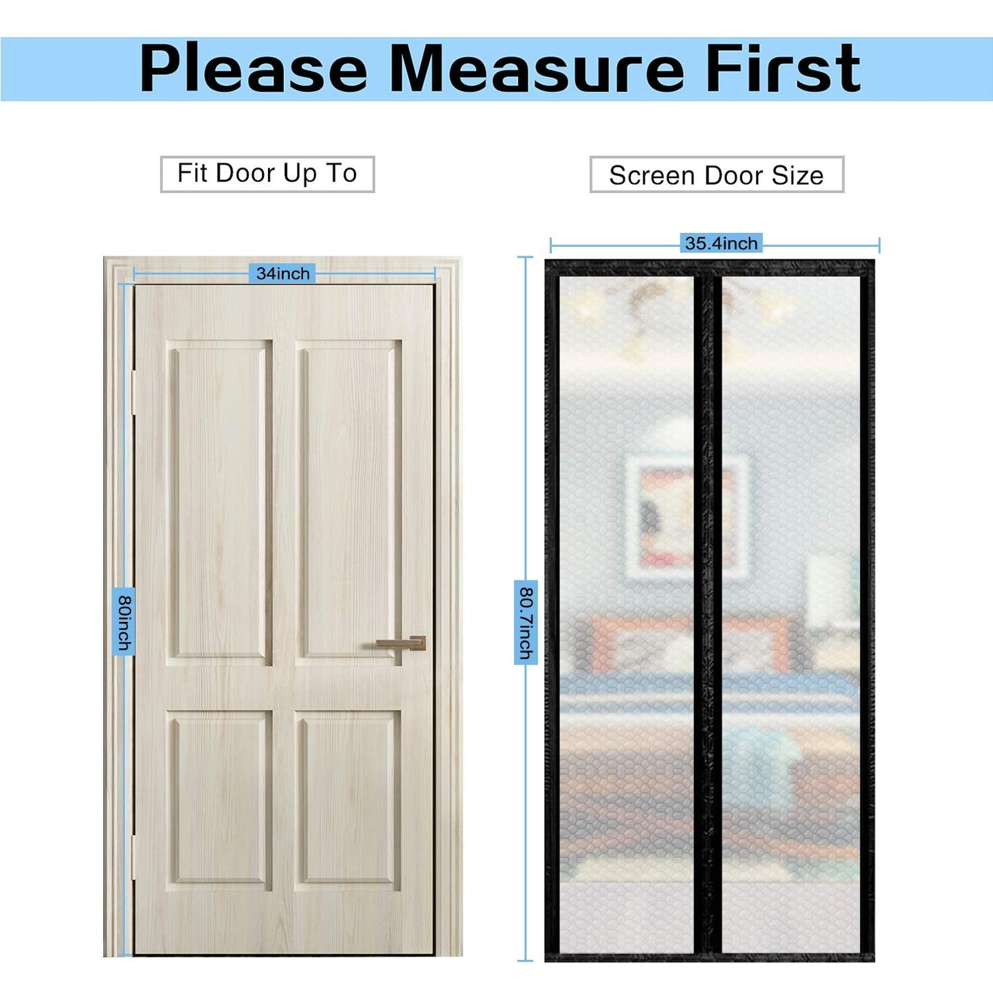 Insulated Curtain, Thermal Magnetic Self-Sealing EVA Screen, Keep Cold Out Door Cover Auto Closer for Kitchen, Bedroom, Air Conditioner Room, Fits Doors up to 34" x 80"