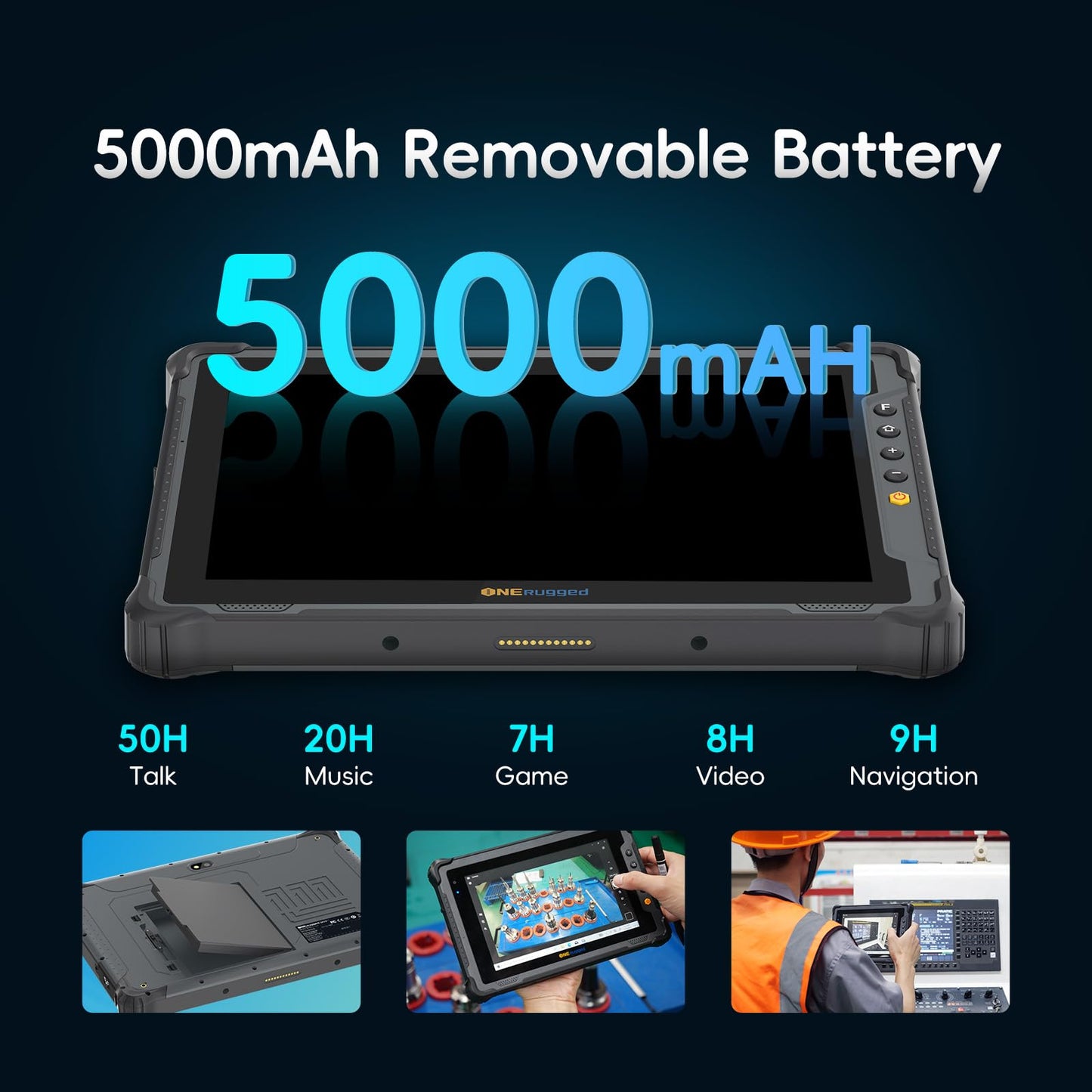 ONERugged Rugged Tablet M10J, 10.1 inch Windows 11 Pro Tablet, 8GB+128GB, Celeron N5100, IP65 Waterproof, MIL-STD-810H, 5000mAh, Industrial Outdoor Work PC w/ 8MP+5MP Camera, 4G LTE/WiFi/BT 5.0/NFC