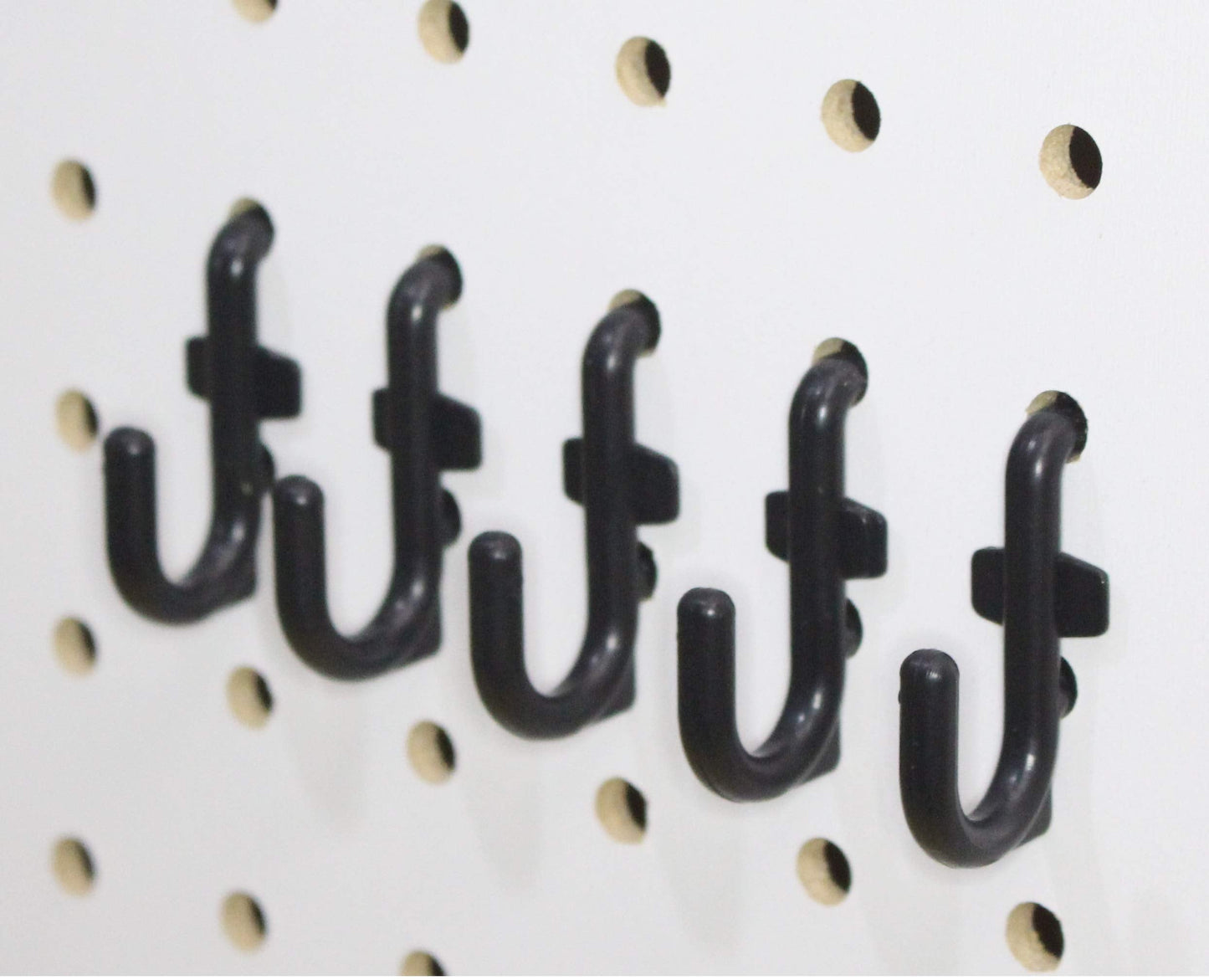 JSP Manufacturing Plastic Locking J Hook & L Hook Pegboard Kit | Garage Tool Craft Jewelry Storage Pegboard Organizer (200, Black)