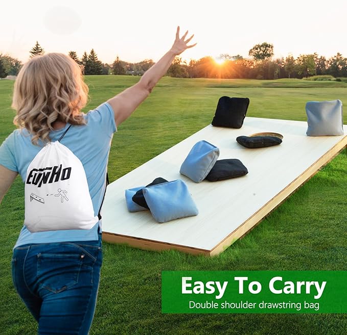 EunHo Cornhole Bags Set of 8 Regulation Size & Weight Corn Hole Bean Bags Official Professional All Weather for Tossing Game with Carry Case