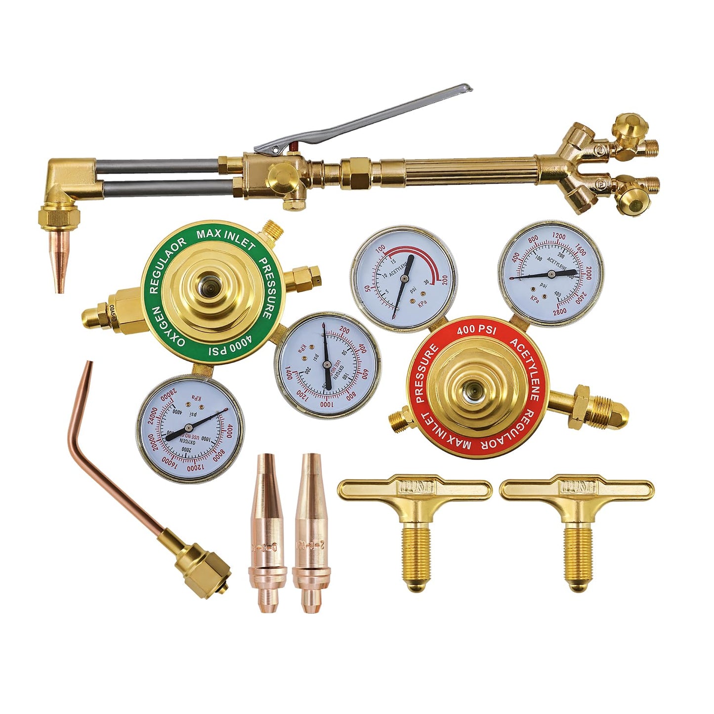 Tanqcheny 0384-0807 Journeyman 450 SR Series Cutting System Kit Including SR460-510 Gas Regulator, 315F Torch Handle, CA2460 Cutting Attachment, Cutting tips, Welding Nozzle