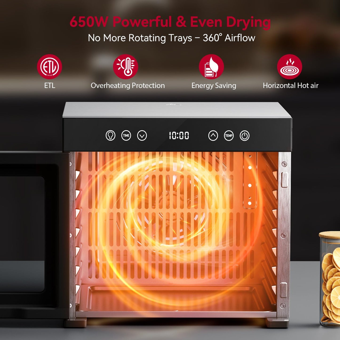 Food Dehydrator 650W, 8 Stainless Steel Tray Dehydrating Machine with Digital Timer & Temp Control (95℉-167℉), Quiet Powerful Jerky Dryer for Beef, Fruits, Herbs, Dog Treats, Veggies