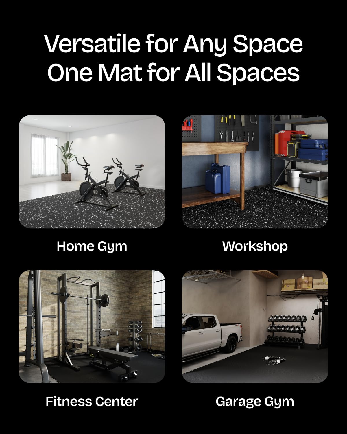 Vivaluz 0.56 Inch Thick 48 Sq Ft Gym Flooring for Home Gym, 12 Tiles Robust Rubber Top with Eva Foam Exercise Equipment Mats, Protective Flooring Puzzle Mat for Fitness Room