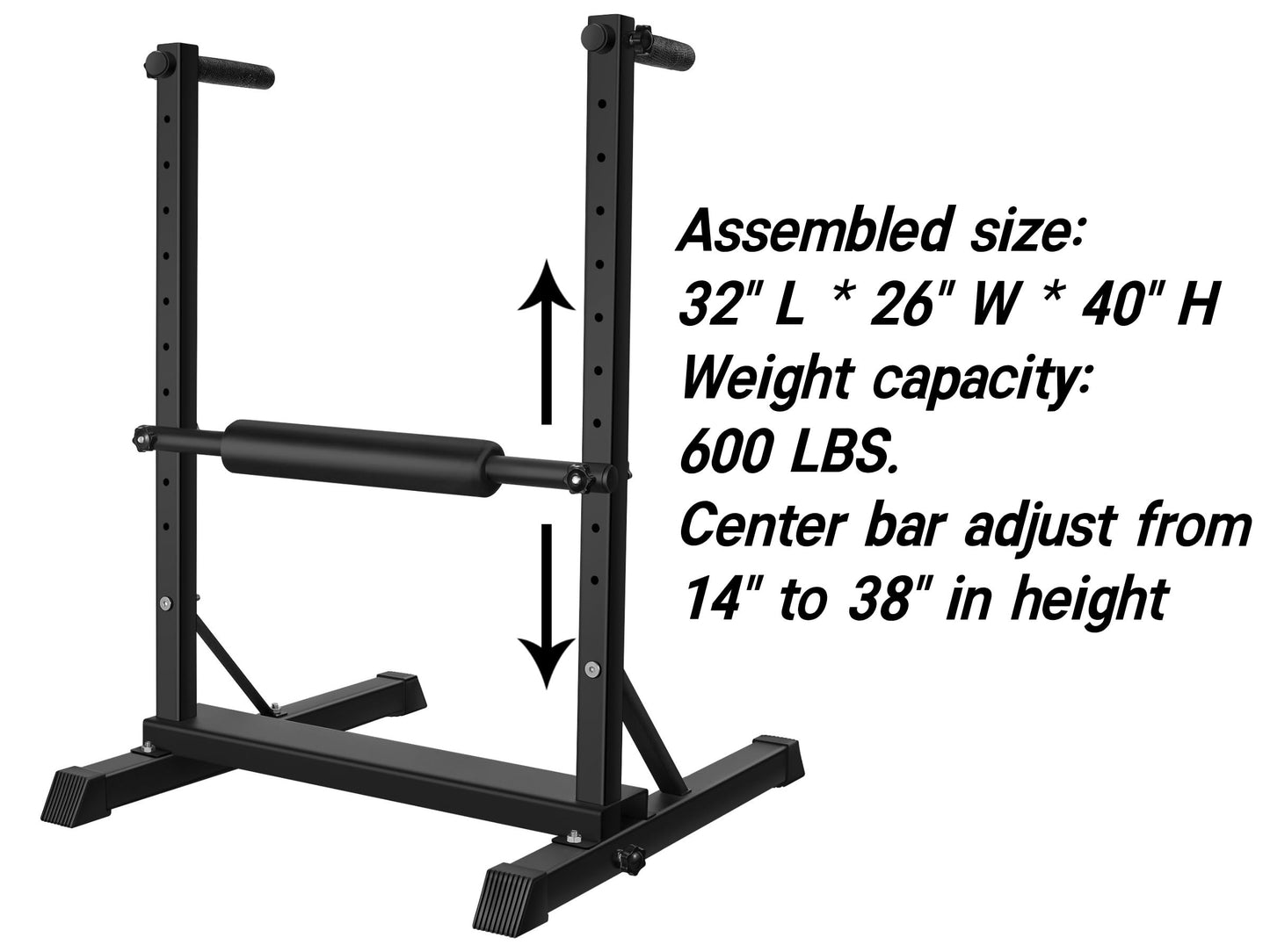 3-in-1 Dip Station, Bulgarian Split Squat & Calf Raise Stand with Heavy Duty Steel Frame | Home Gym Full Body Training Equipment