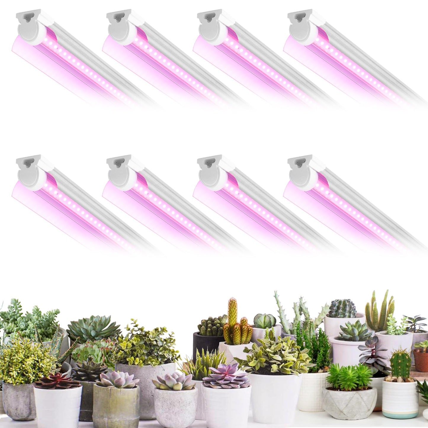 VShape 8 Pack LED Grow Light 4FT, Upgrade 336W(8×42W) High Intensity Full Spectrum Indoor Grow Lights with High PPFD Value, T8 Grow Lights for Indoor Plants, Seed Starting, Succulent, Vegetables
