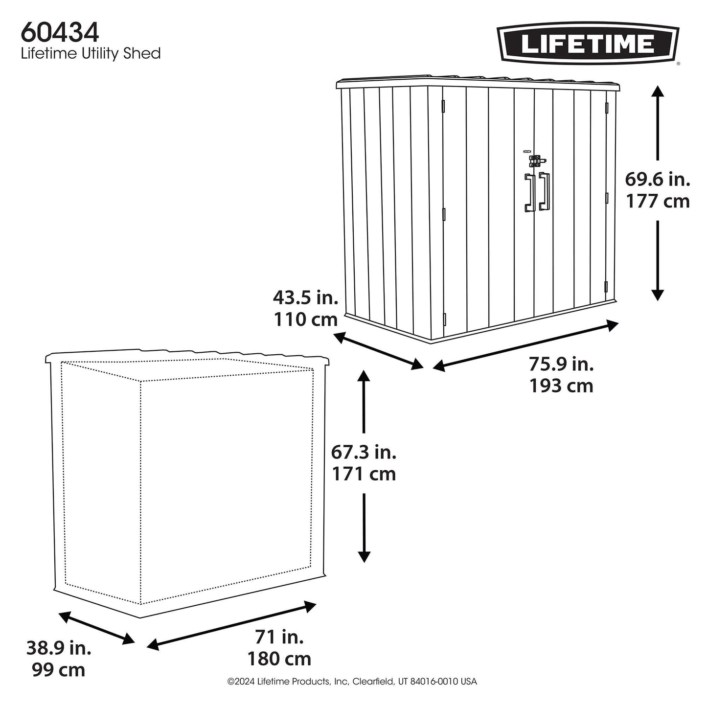 Lifetime Outdoor Utility Storage Shed with Double Wall Steel-Reinforced Construction, 6.3 x 3.6 FT