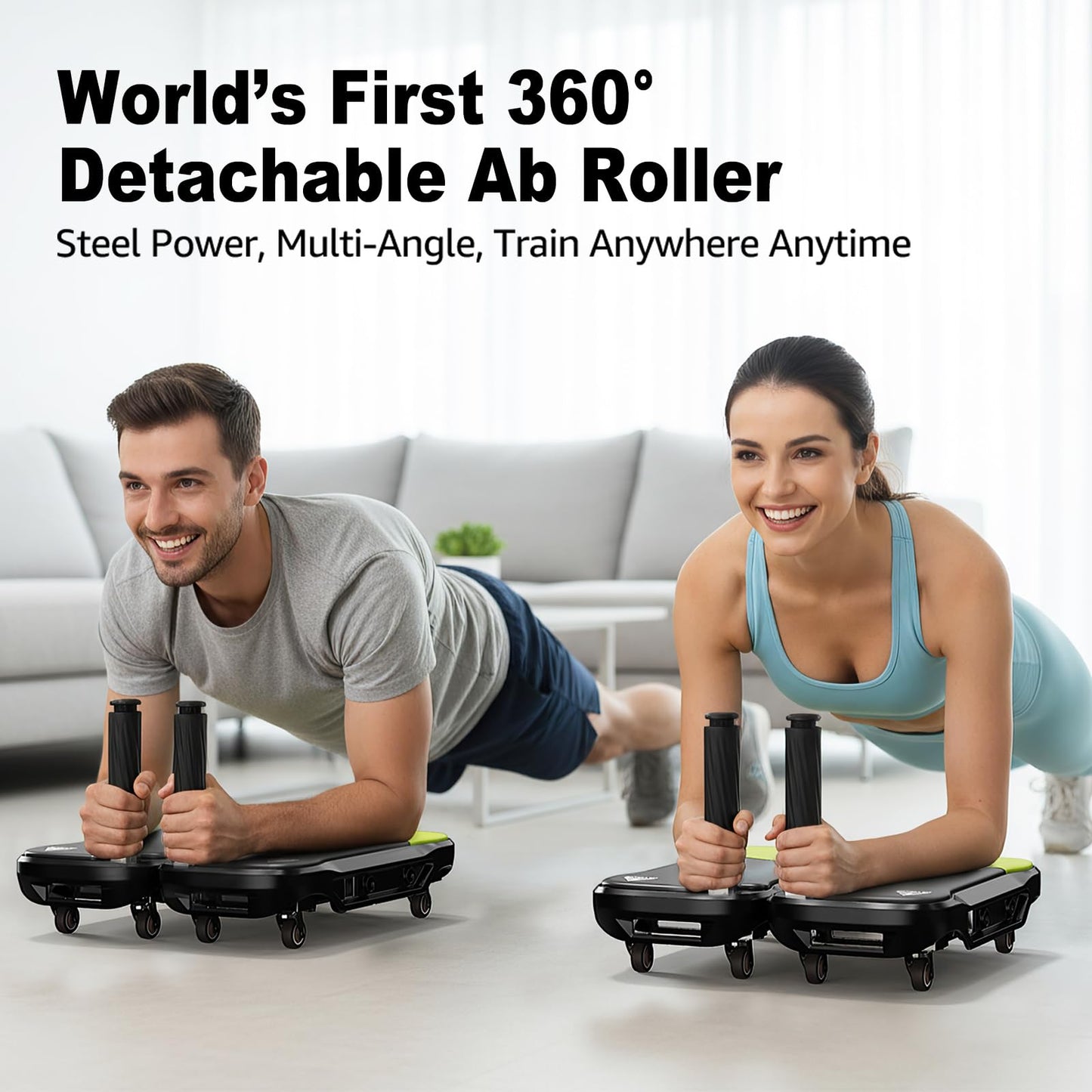 Upgrade Ab Roller Wheel Detachable Abdominal Wheel With 360° for Core Workout, Multi-Directional Abs Roller Board For Full body exercise Home Gym of All Fitness Levels, Ab Trainer with 8 Wheels