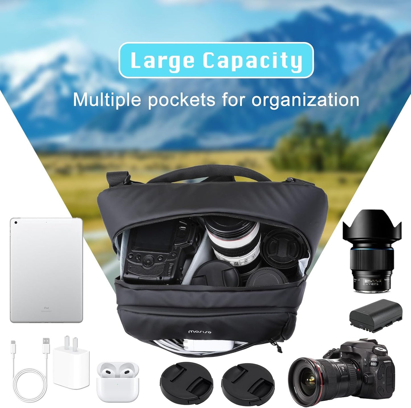 MOSISO Camera Sling Bag, Crossbody Camera Bag for Photographers, Waterproof Camera Shoulder Bags