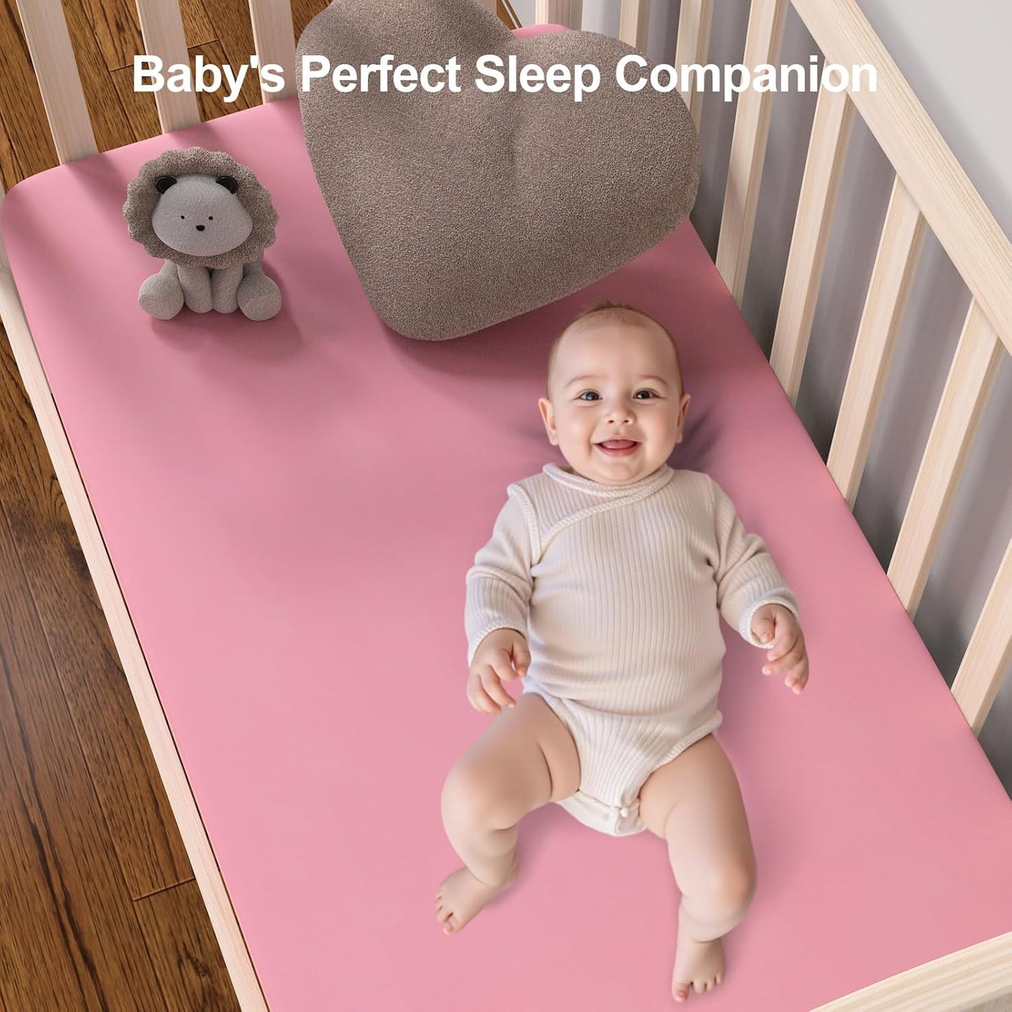 Skiennix Baby Crib Sheets - Soft Microfiber 2-Pack for Standard Crib Mattress | Pink Rainbow & Pink 28x52x8in
