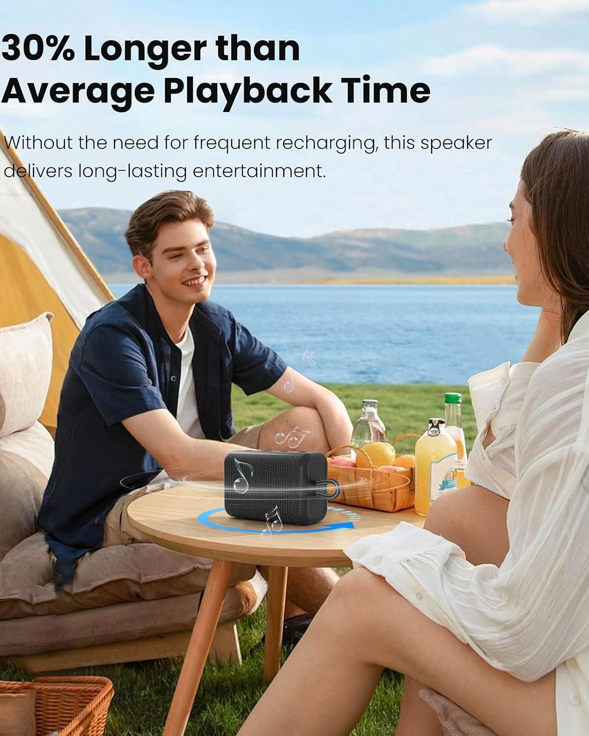 cooboom IPX5 5.3, Portable Bluetooth Speaker with Lights, Powerful Crystal Clear Sound, Waterproof, All Day Playtime