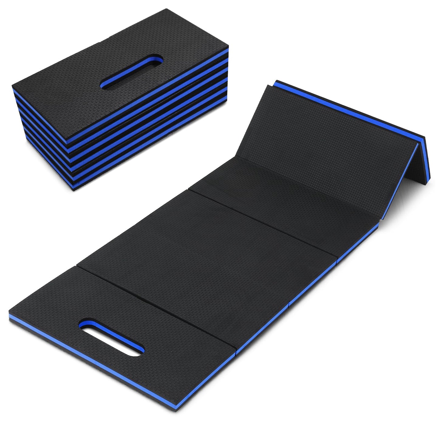 Ptwola Foldable EVA Mat with Carrying Handle, 2.5cm Thick Foam Cushion Kneeling Pad High Density Water Resistant Anti Slip Knee Mat for Workout Exercise Mechanic Garages Picnics Gardening Camping Gym