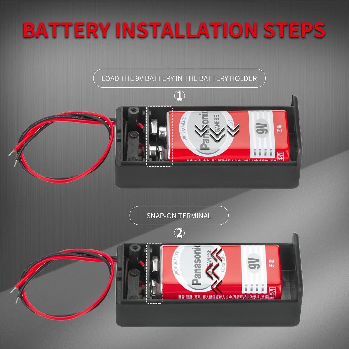 DAIERTEK 9V 9 9V 9 -3Pack Battery Holder, Volt Battery Holder with ON/Off Switch Cover Lead Wires Battery Box Volt