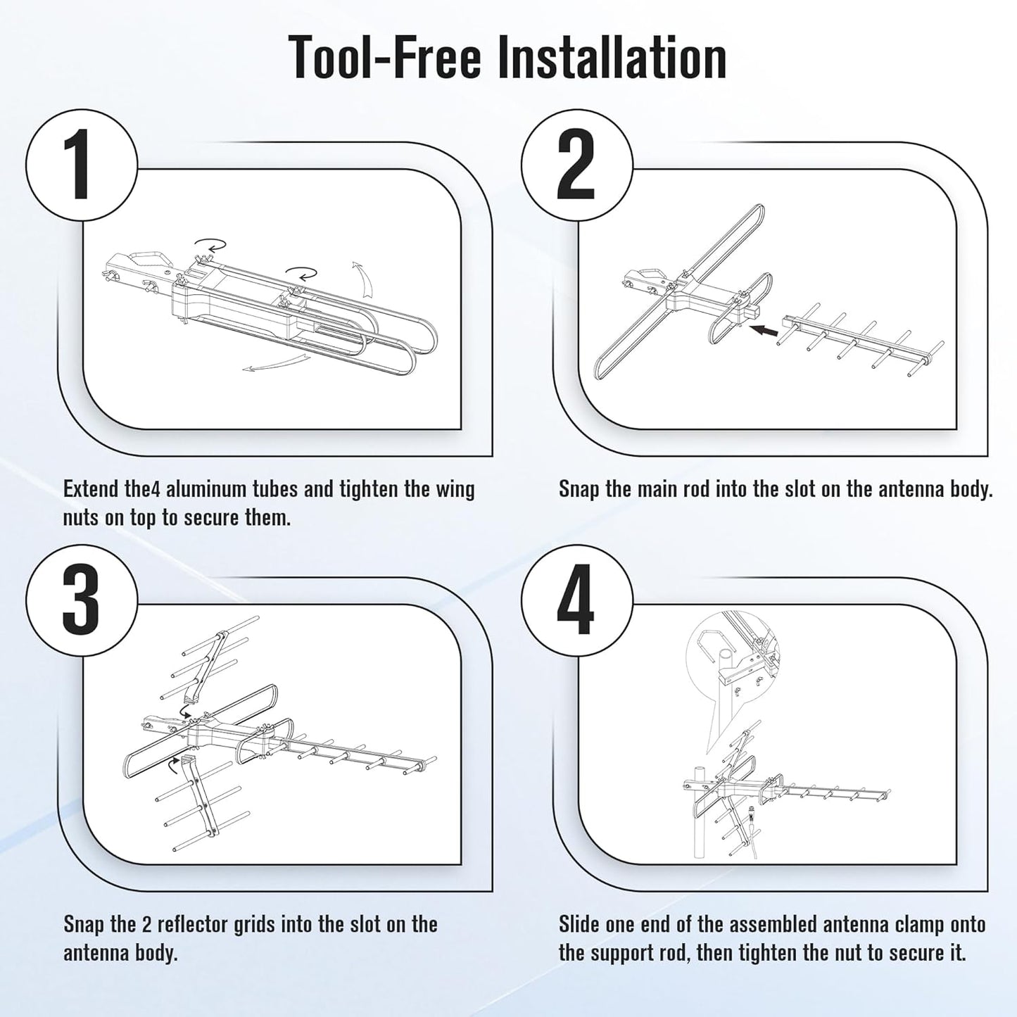 Mornixol 70-Mile 4K, 1080P, Outdoor TV Antenna, Range Digital TV Antenna, Easy No-Tools Installation