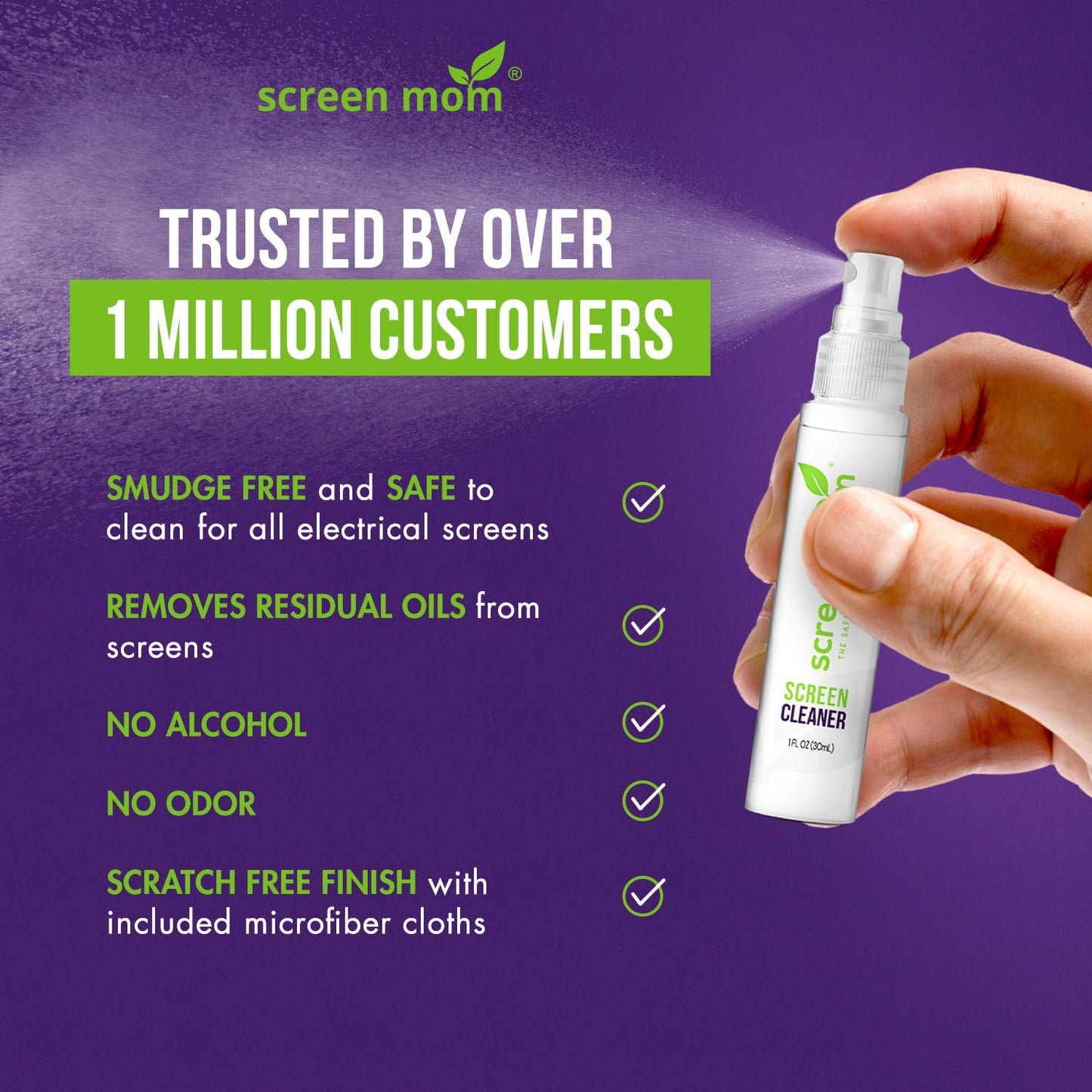 Screen Mom 3-Pack (3x1oz) Screen Cleaner Spray and Microfiber Cloths by -Screen Cleaner Spray and Wipe for TV