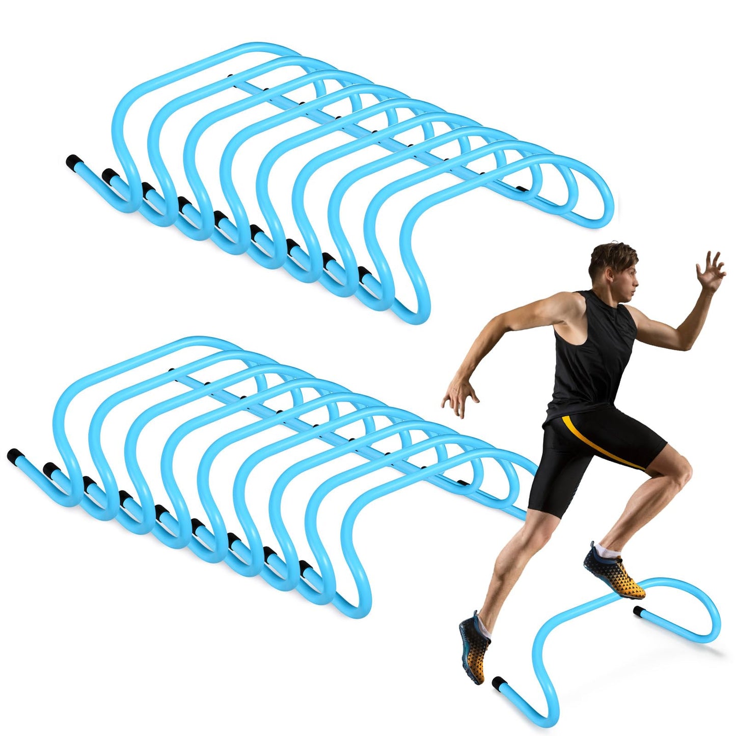 Wettarn 18 Pcs 6" Speed Training Hurdles Durable Agility Training Hurdle Agility Plyometric and All Purpose Equipment for Athletes, Soccer, Basketball(Blue)