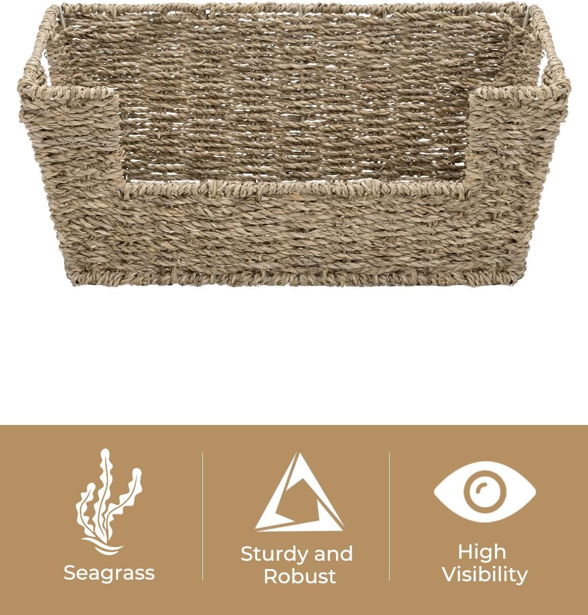 StorageWorks Wicker Storage Basket - Stackable Seagrass Baskets for Pantry Organization | 2-Pack