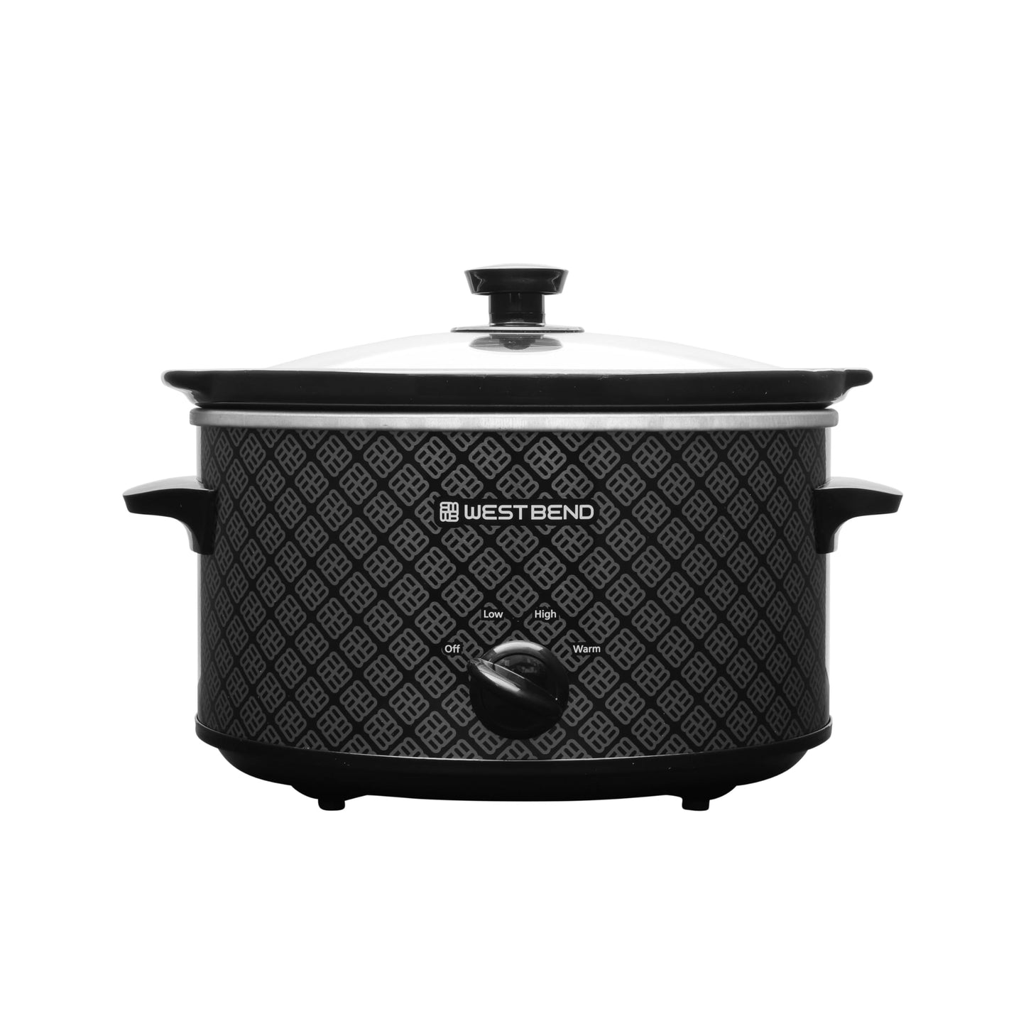 West Bend Slow Cooker 4-Quart Manual Crockery Style with Dishwasher Safe Oval Ceramic Crockpot and Glass Lid Two Temperature Settings Plus Keep Warm, 210-Watts, Black