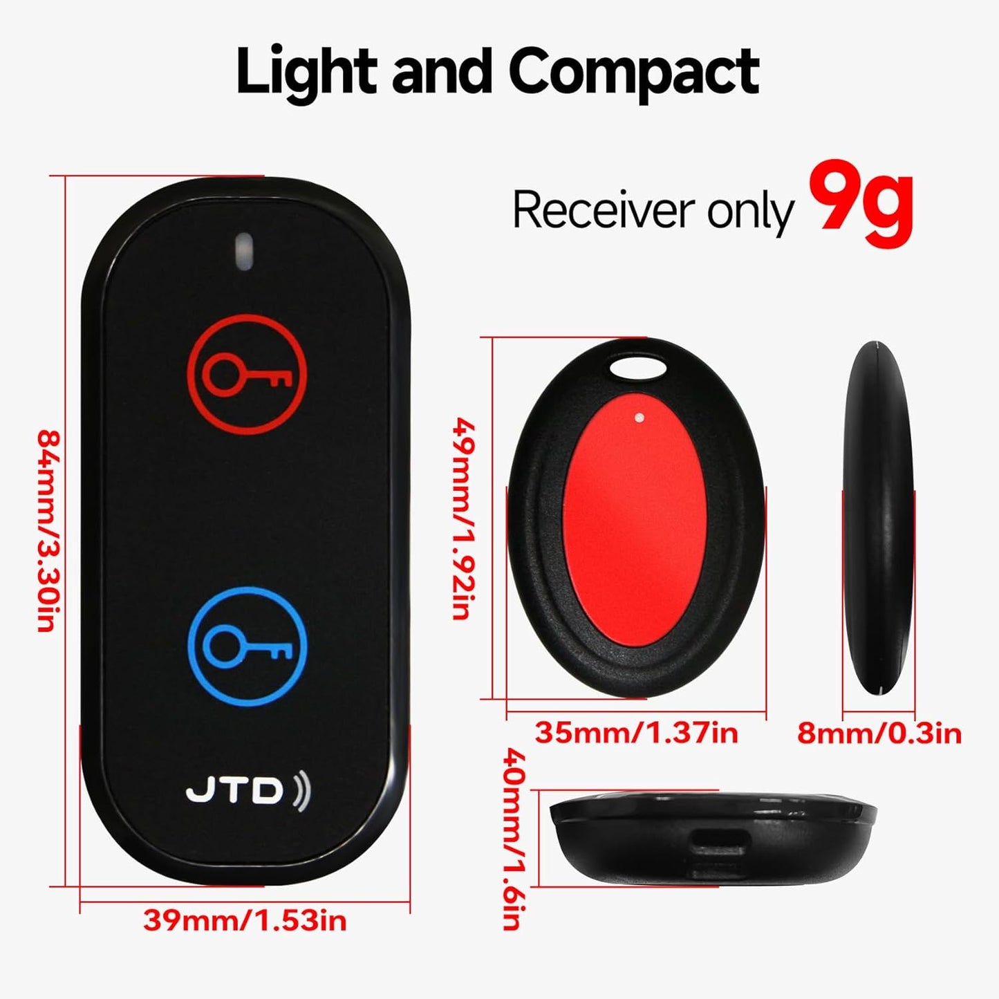 JTD 2 1 Keychain,85dB 131ft Key Finder Locator with Sound, Remote Finder - Receivers, Car Tracker Loud, Range Tracker