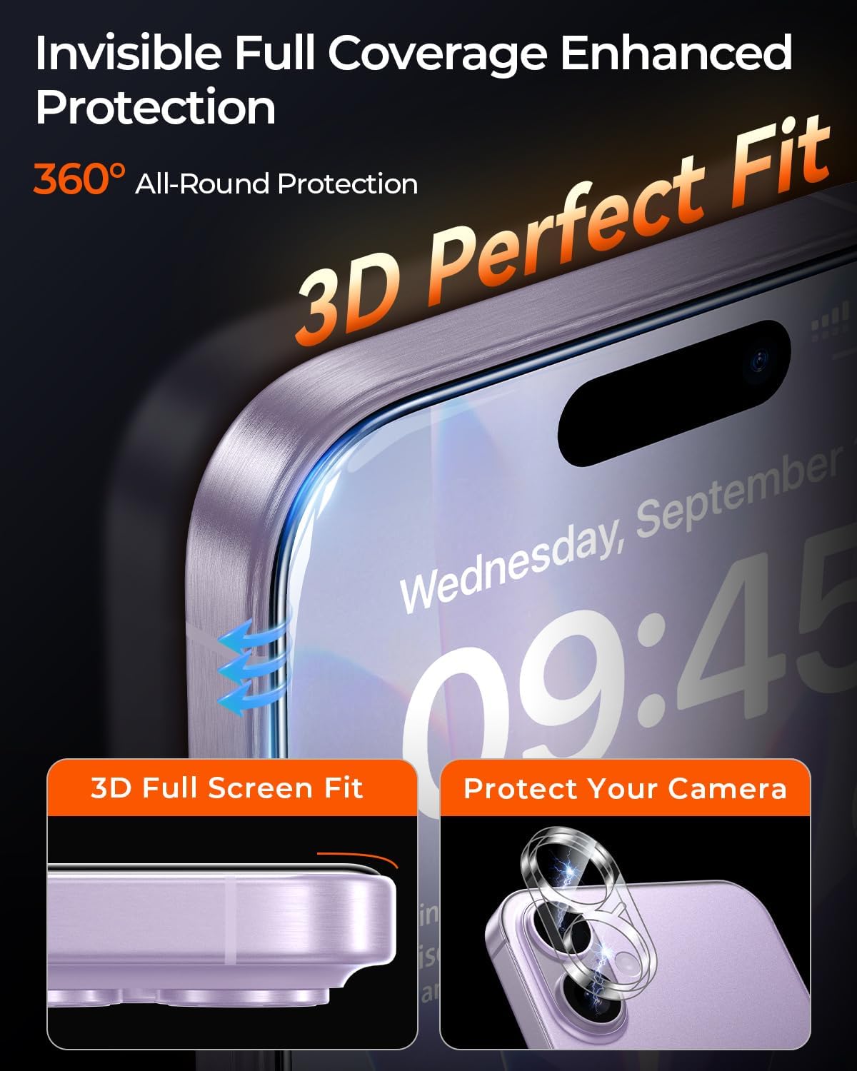 9H+ 2+2 Packs 17 Bubble][10X 17 6.3" MRGLAS TOP Glass for iPhone Privacy Screen Protector with Camera Lens Protector