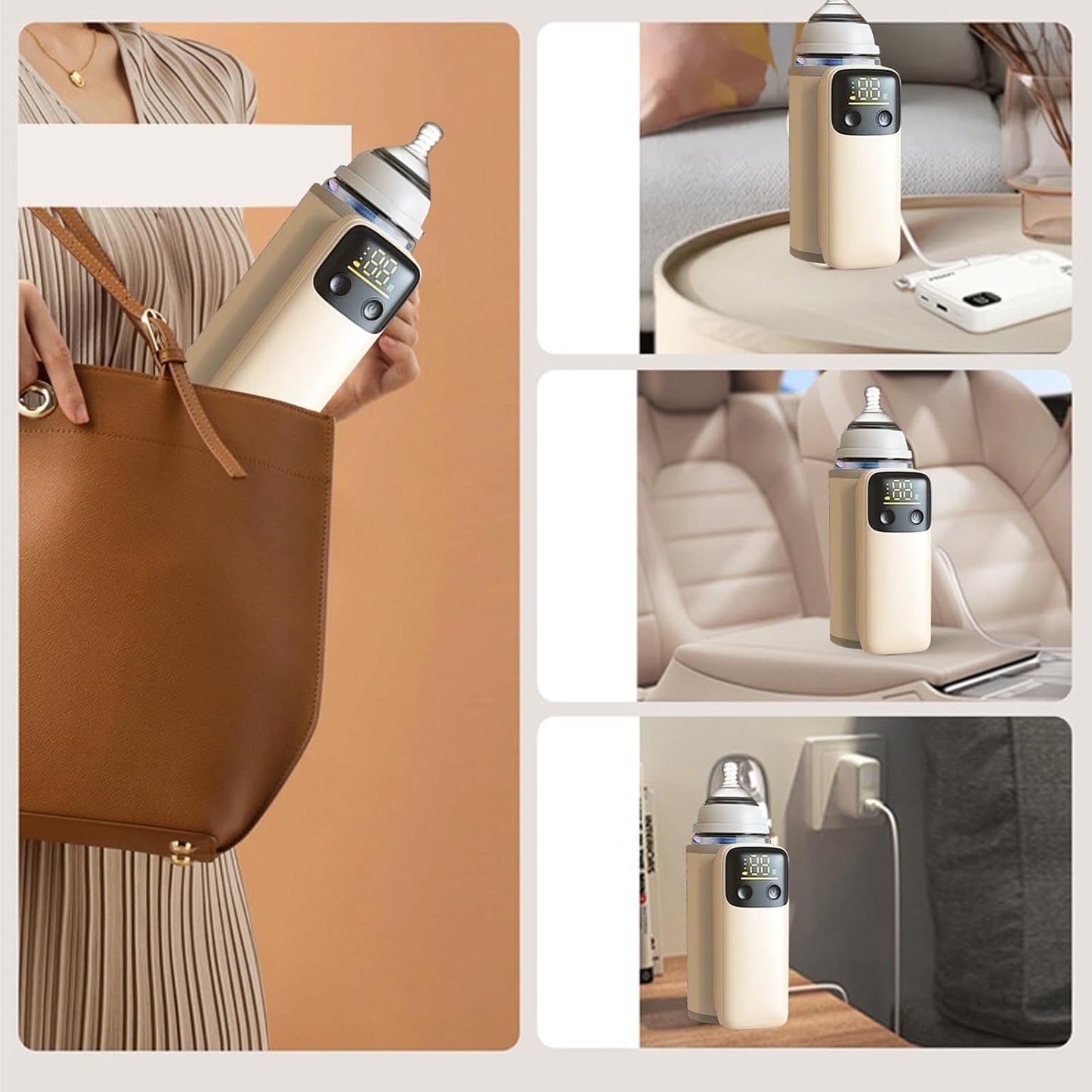 LICAEVEY Milk Bottle Warmer, Portable USB Cordless Constant Temperature Milk Bottle Warm Insulation Cover with Smart