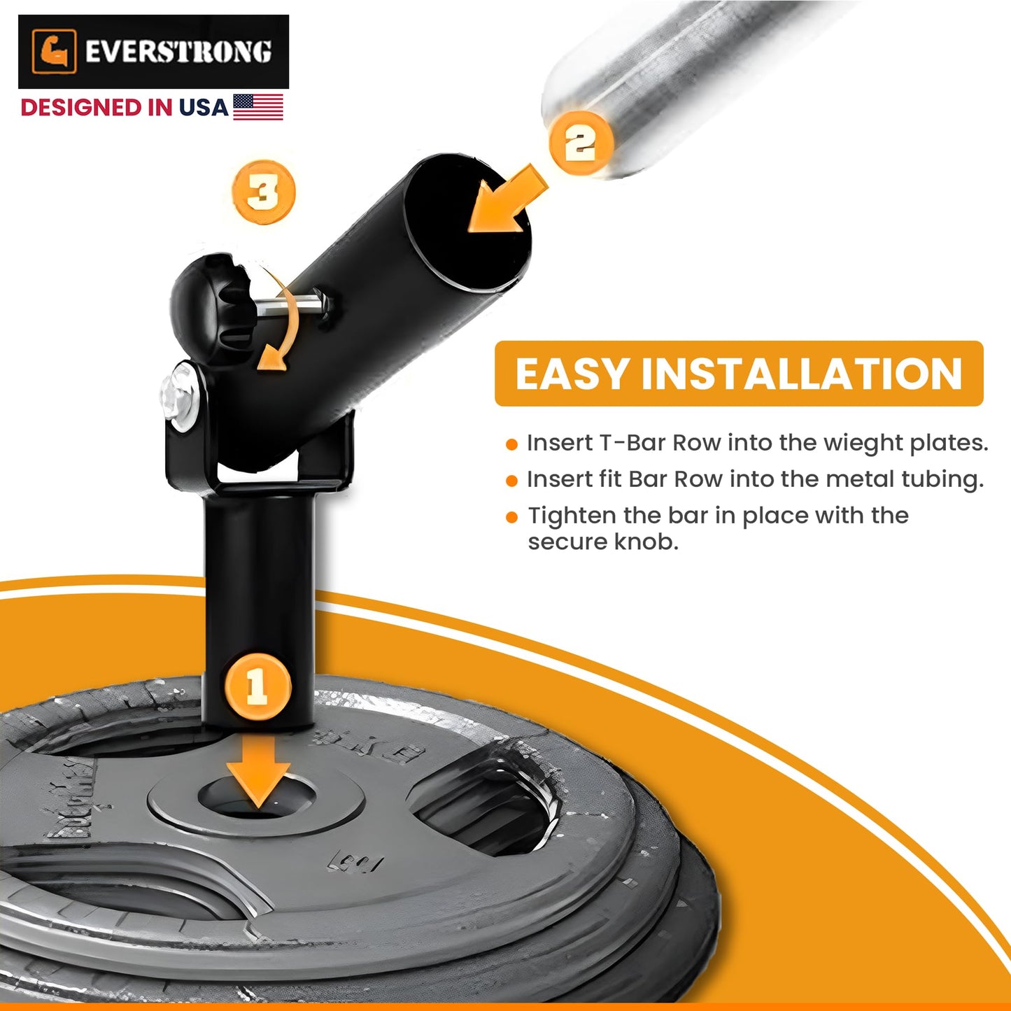 T Bar Row Attachment with V Bar Attachment Landmine Handle - 360 Swivel Landmine for Barbell Grips for Full-Body Workout in Home Gym - Small Spaces - Deadlifts, Squats, and More by EVERSTRONG