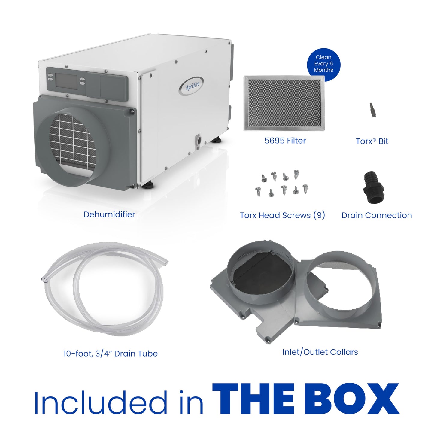 AprilAire E070 Crawl Space Dehumidifier for Basement & Crawlspace – 70-Pint High-Capacity Commercial Dehumidifier for Homes Up to 2,200 Sq. Ft. with Pump, Drain Hose, & Hanging Kit for DIY Install