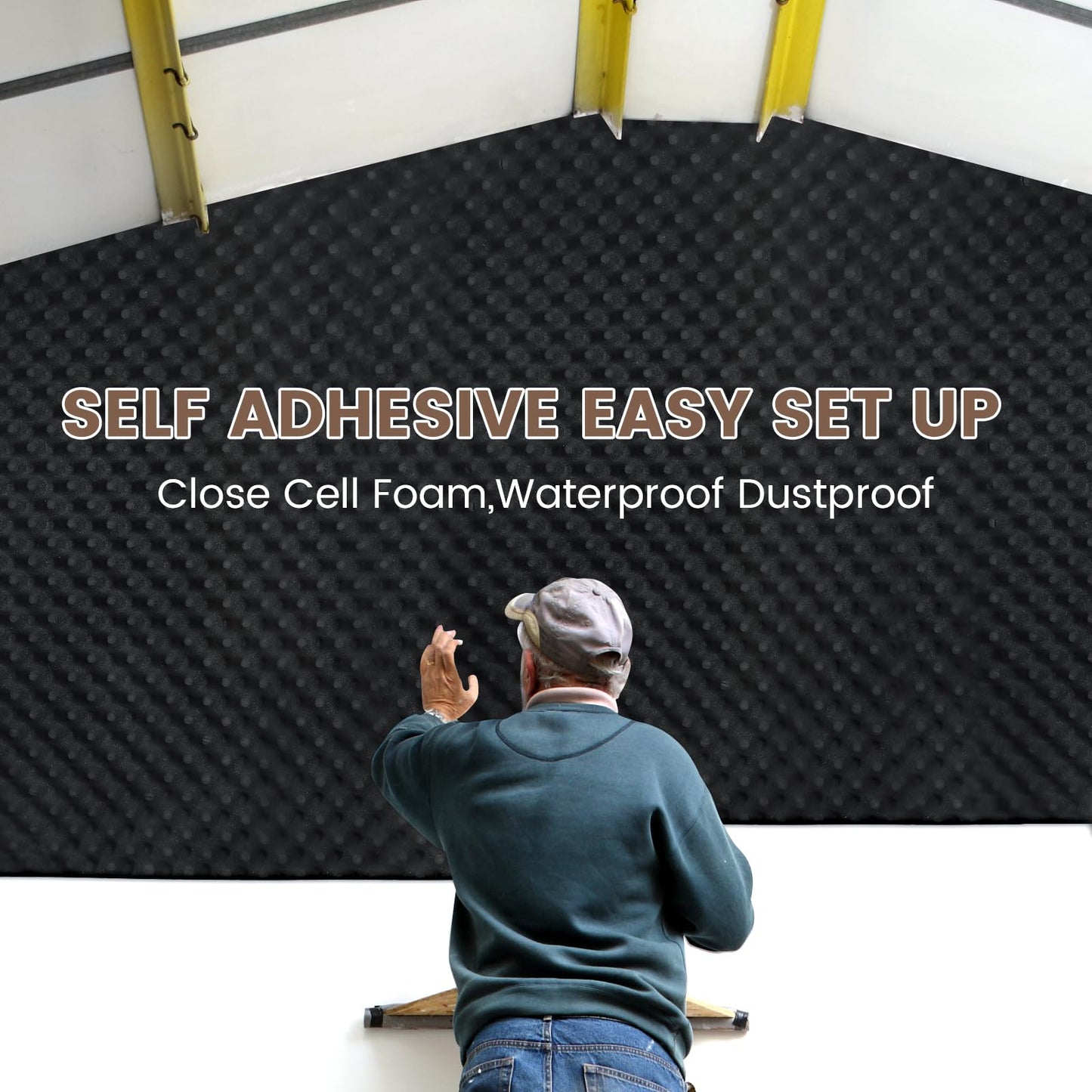 Self-Adhesive Thickened Sound Insulation Egg Crate Foam 13.99 sqft x 1.77in Thick,50+kg/m³ ,Fire/Water Resistant ,Thermal Insulation,Acoustic Treatment Foam
