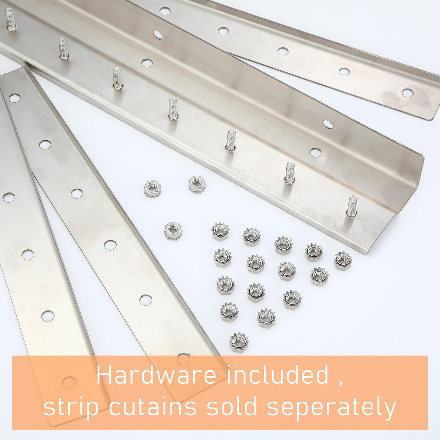 Weysat Strip Curtain Door Hardware, 304 Stainless Steel Commercial Industrial Strip Curtain Kit for Door Frame, 3 ft