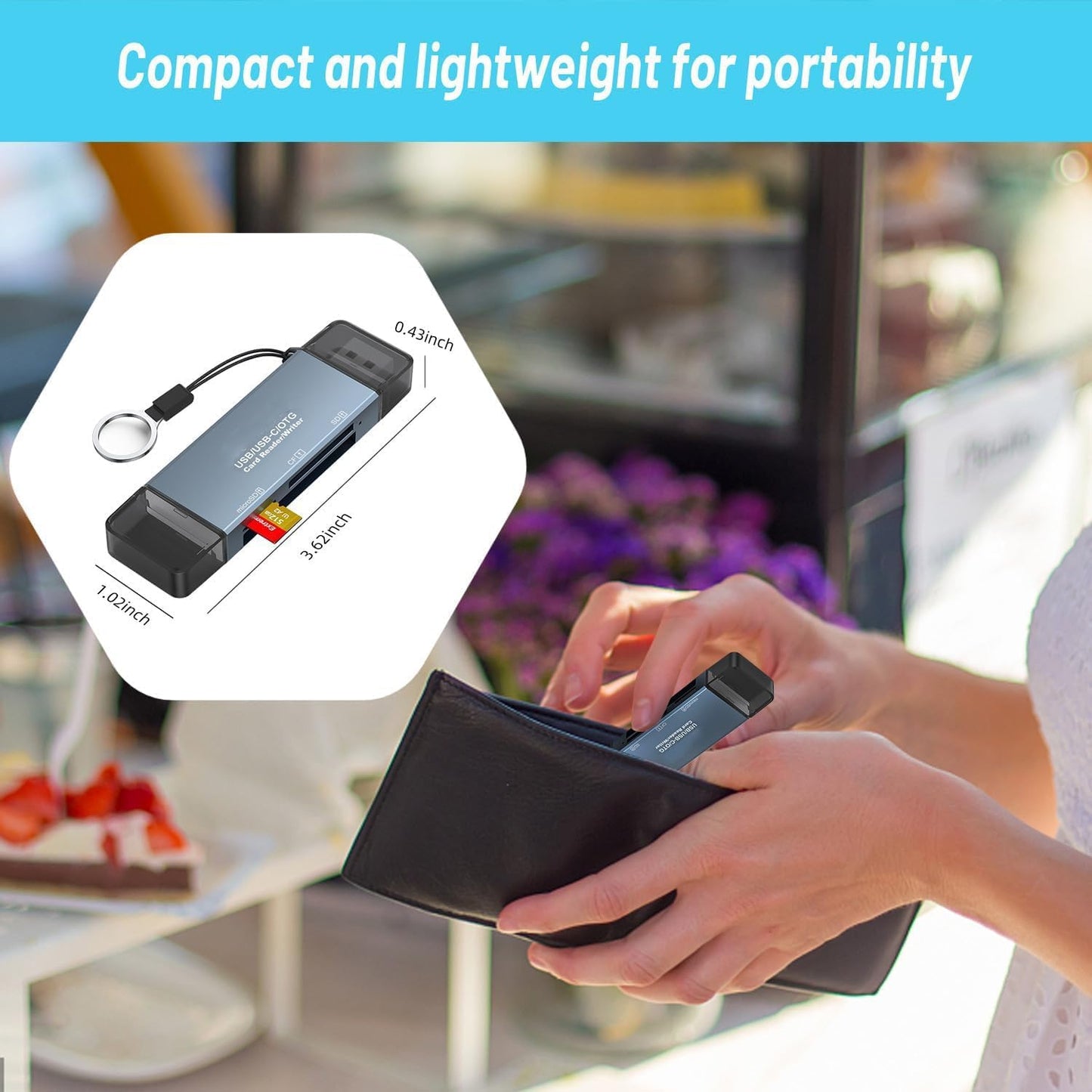 SCSXGO 2.0 SD/SDHC/SDXC/MMC/RS-MMC USB C CF Card Reader,Micro-SD Card Reader USB USB-C to CF/SD/TF Memory Card Adapter
