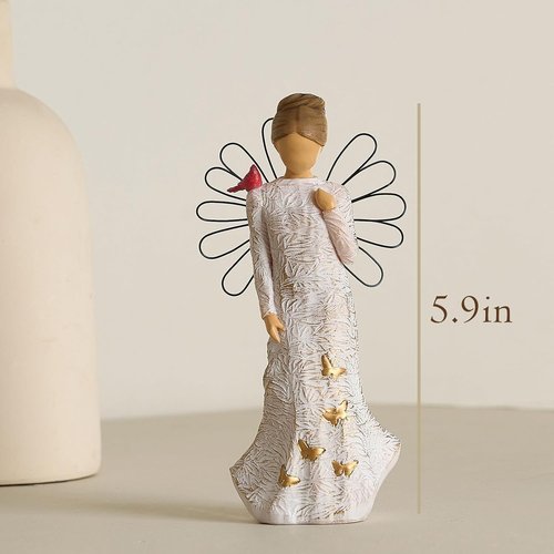 NAN ZAI NAN FANG Sympathy Angel Figurines - Hand-Painted Resin Statues for Loss | Serenity Prayer Gifts