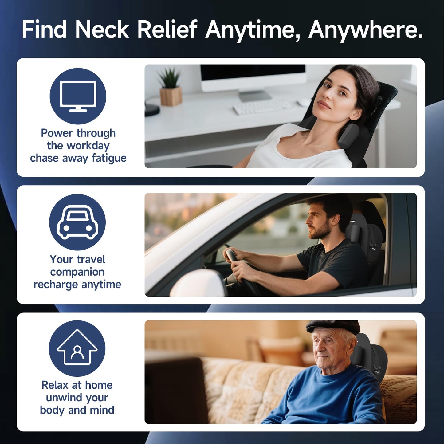 weyais Neck Massager Pillow, Neck and Shoulder Relaxer with Heat, 3 Modes and Strengths, Neck Massager for Pain Relief Deep Tissue, Remote Control, Gifts for Mom Dad Friends, Black