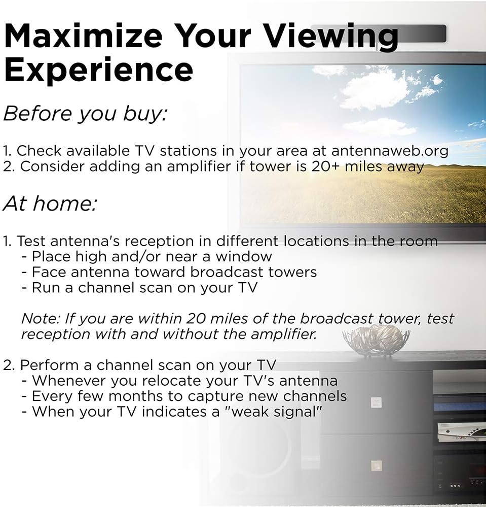 UltraPro 4K 1080P 47331 Amplified TV Antenna, Indoor Bar Design, Long Range, Supports HD Digital VHF UHF, Smart TV
