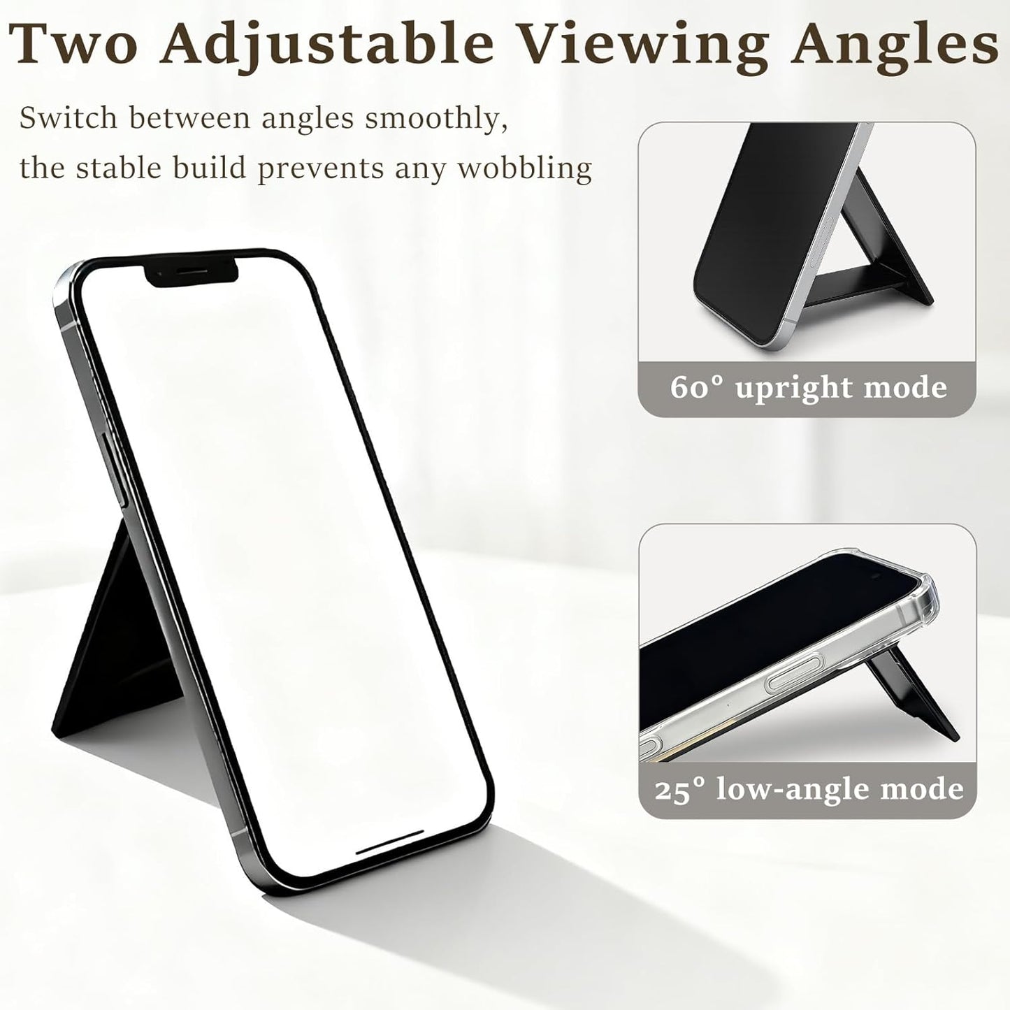 Attkryy 2 Pack Ultra-Slim Adhesive Foldable Phone & Tablet Stand, Two Adjustable Viewing Angles, Strong Back Adhesive