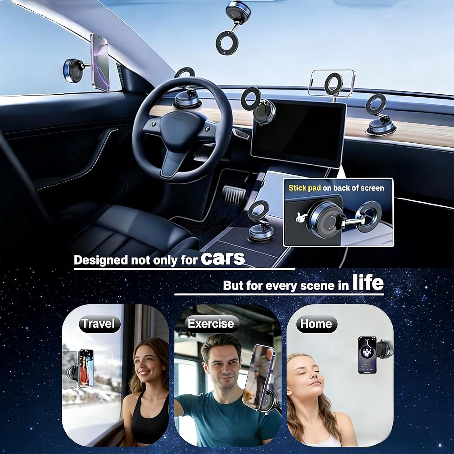 AntoFlash 360 Vacuum Magnetic Car Phone Holder for Your Car, Adjustable Car Phone Mount, Foldable Car Mount