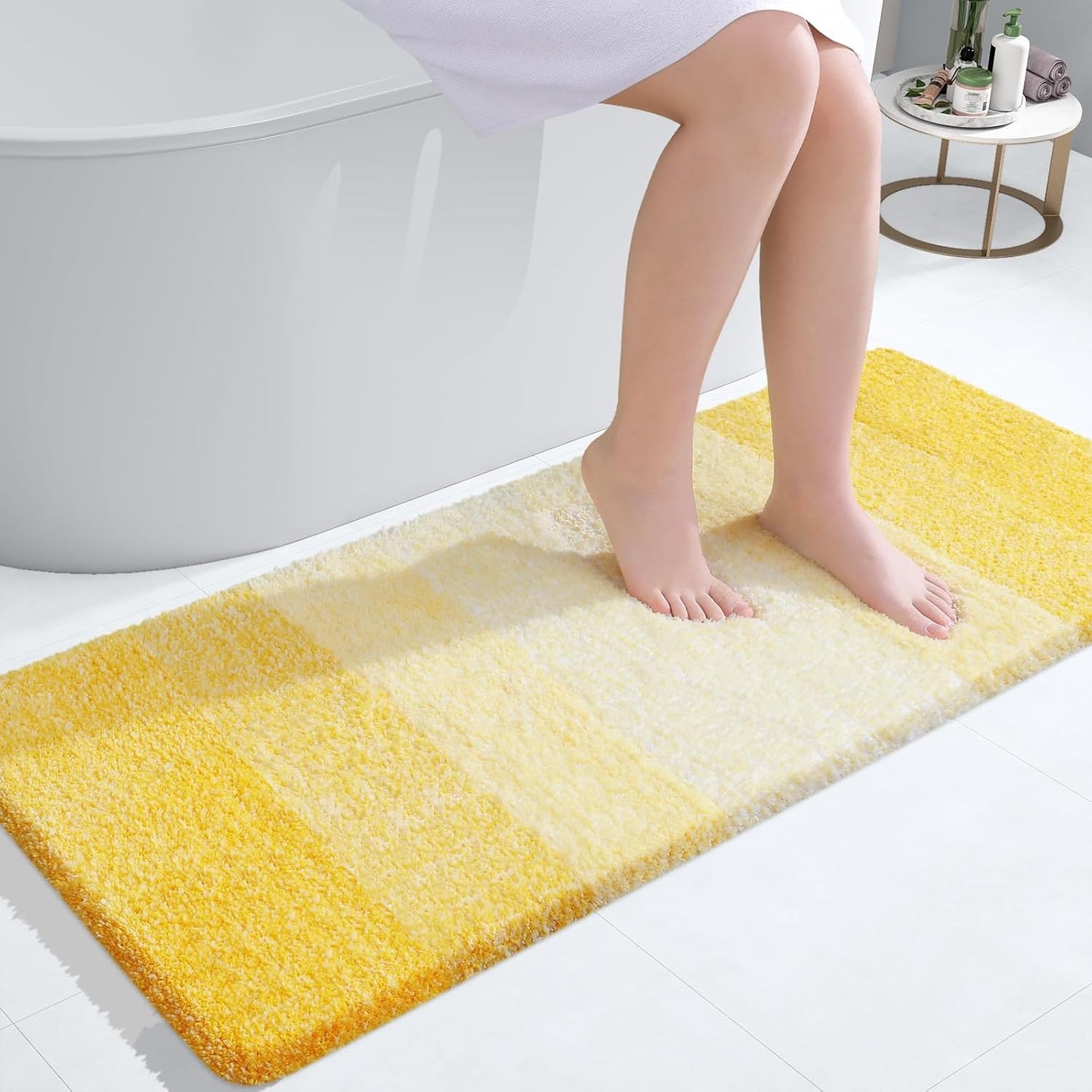 OLANLY Large Bathroom Rug Mat - Extra Soft Microfiber, Quick Dry, Machine Washable | 50x30, Yellow