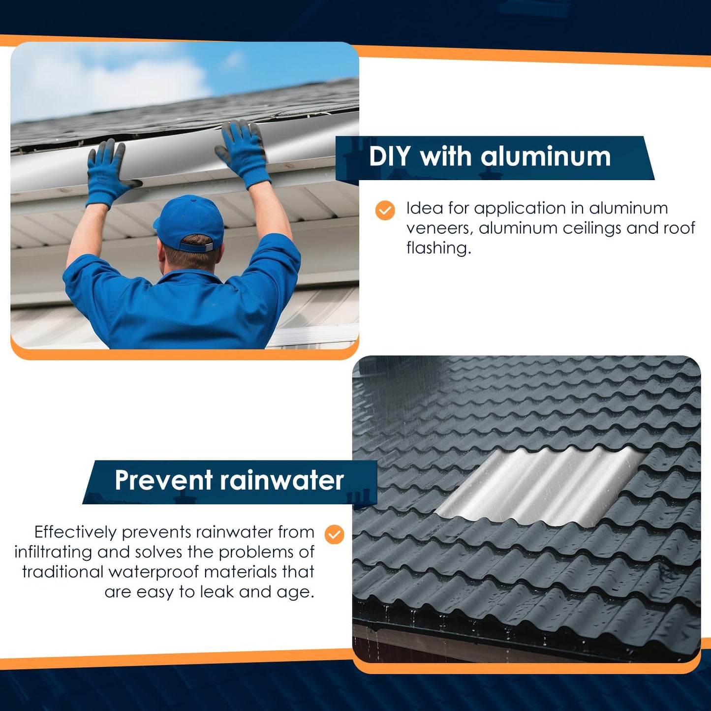 Aluminum Flashing Roll Roof Flashing – 40 Inch x 50 Ft | 0.3mm Thick Metal Roof Flashing for Windows, Doors, Siding, and Roofing Seals, Aluminum Roof Panels Preventing Roofing Stains and Moss