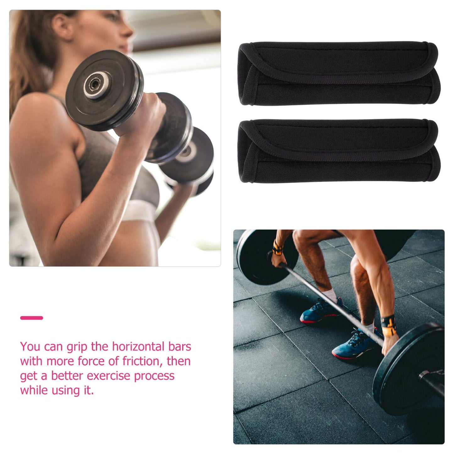 HANABASS 2 Pack Barbell Grips Weightlifting Dumbbell Handles Pad Thick Bar Wrap Cushion for Powerlifting Strength Training Horizontal Bars Cover Anti-slip Grip Support