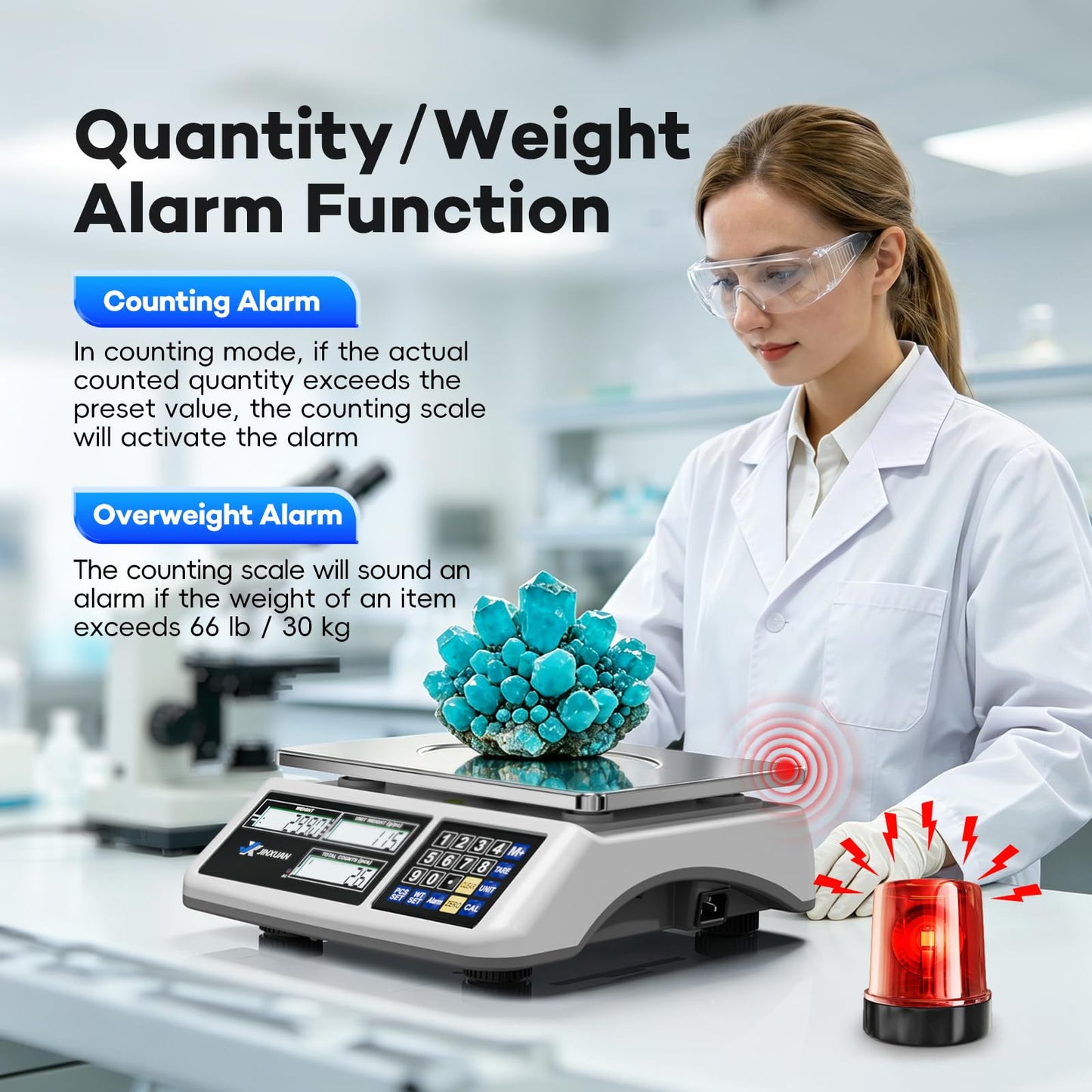 JINXUAN Counting Scale 88lb/40kg x 0.5g Industrial Scale lb/oz/g/kg Digital Parts Scale with Dual LCD Display, Rechargeable Inventory Scale for Small Parts Coins Pieces Tickets, Precision Gram Scale