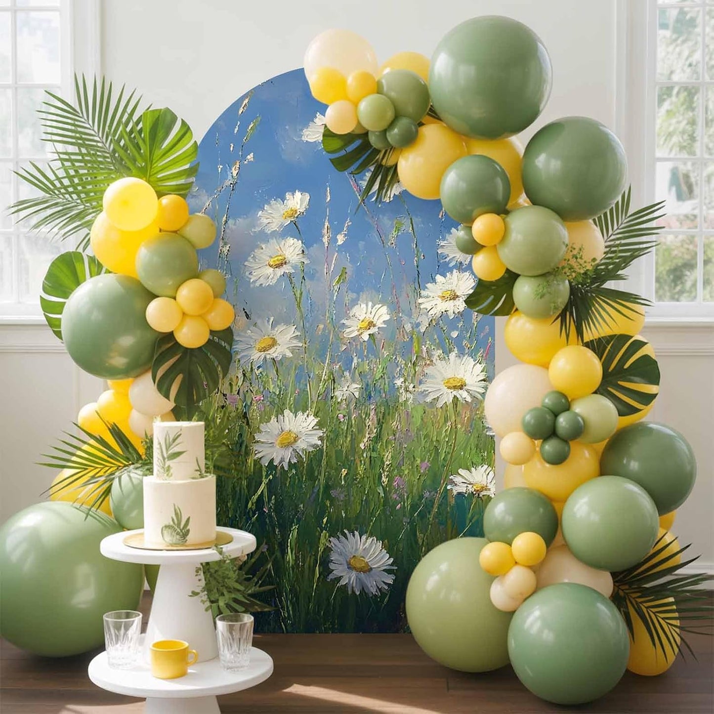 Jnbasdffb 6.6 Spring Floral Wedding Arch Cover,Stretchy Spandex Arch Backdrop Stand Covers FT,Pastoral Flowers Oil