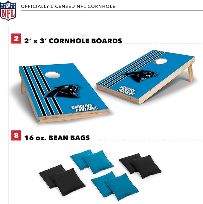 NFL 2' x 3' Solid Wood Cornhole Set with Direct Print HD Team Graphics – Great Gift for Any Football Fan! Bean Bag Toss Family Outdoor Games