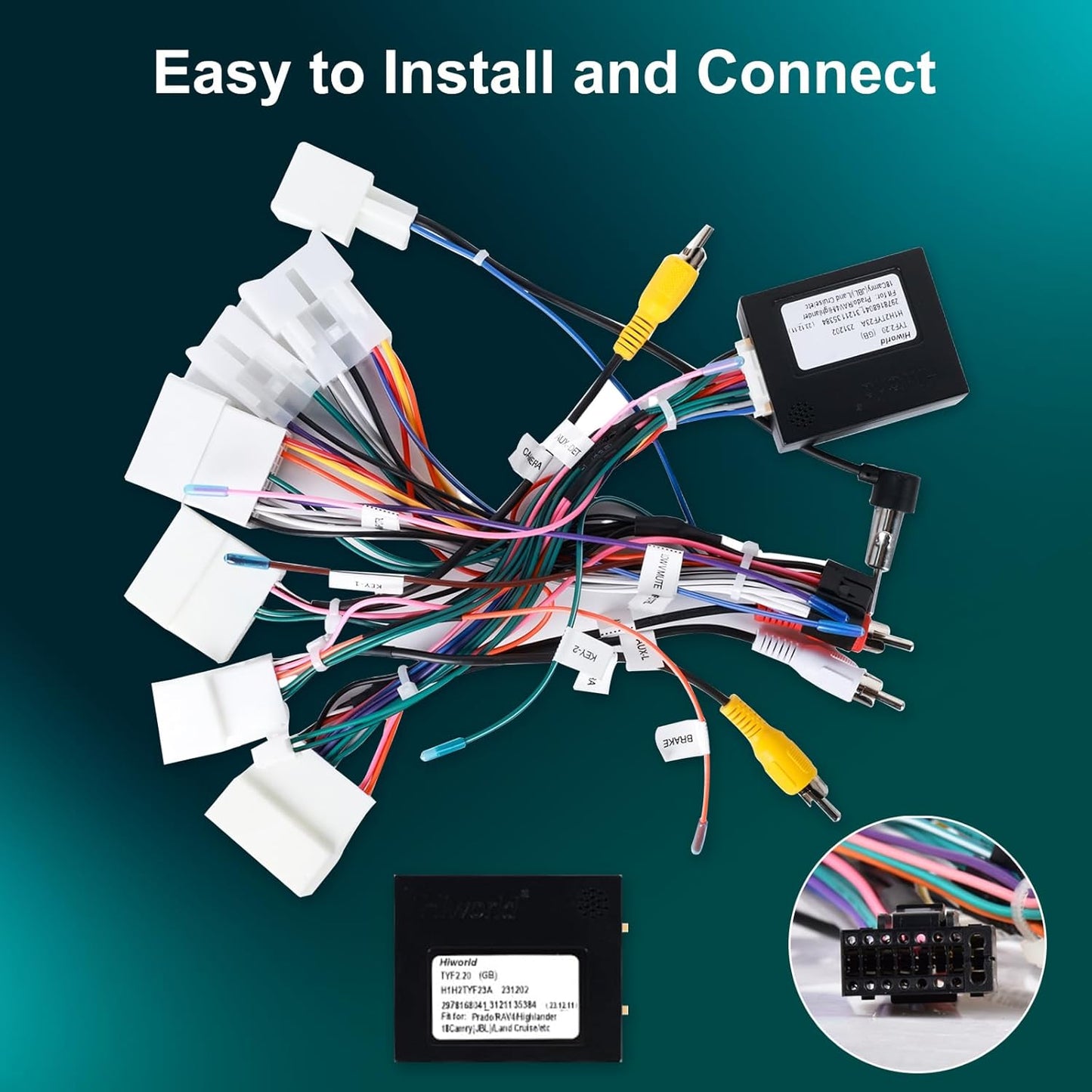 16 RAV4 PIN Car Radio Stereo Wiring Harnesses with CANBUS - Aftermarket Cable Wire Adapter for Toyota Corolla Camry