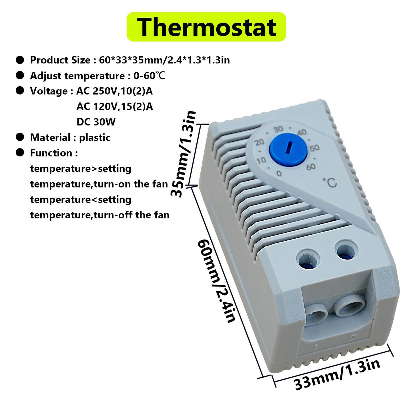 Electrical Cabinet Cooling Fan and Thermostat Set for Electrical Box Enclosures