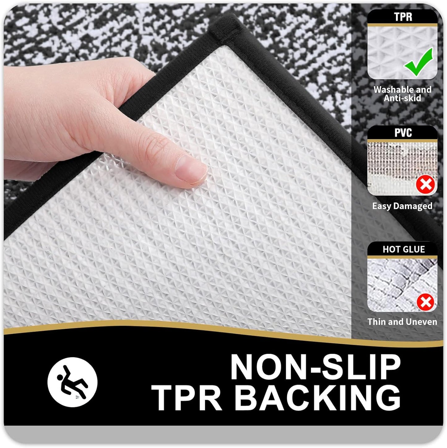 OLANLY Microfiber Bath Rugs - Extra Soft & Absorbent Non-Slip Mats | 24x16 Black, Machine Washable
