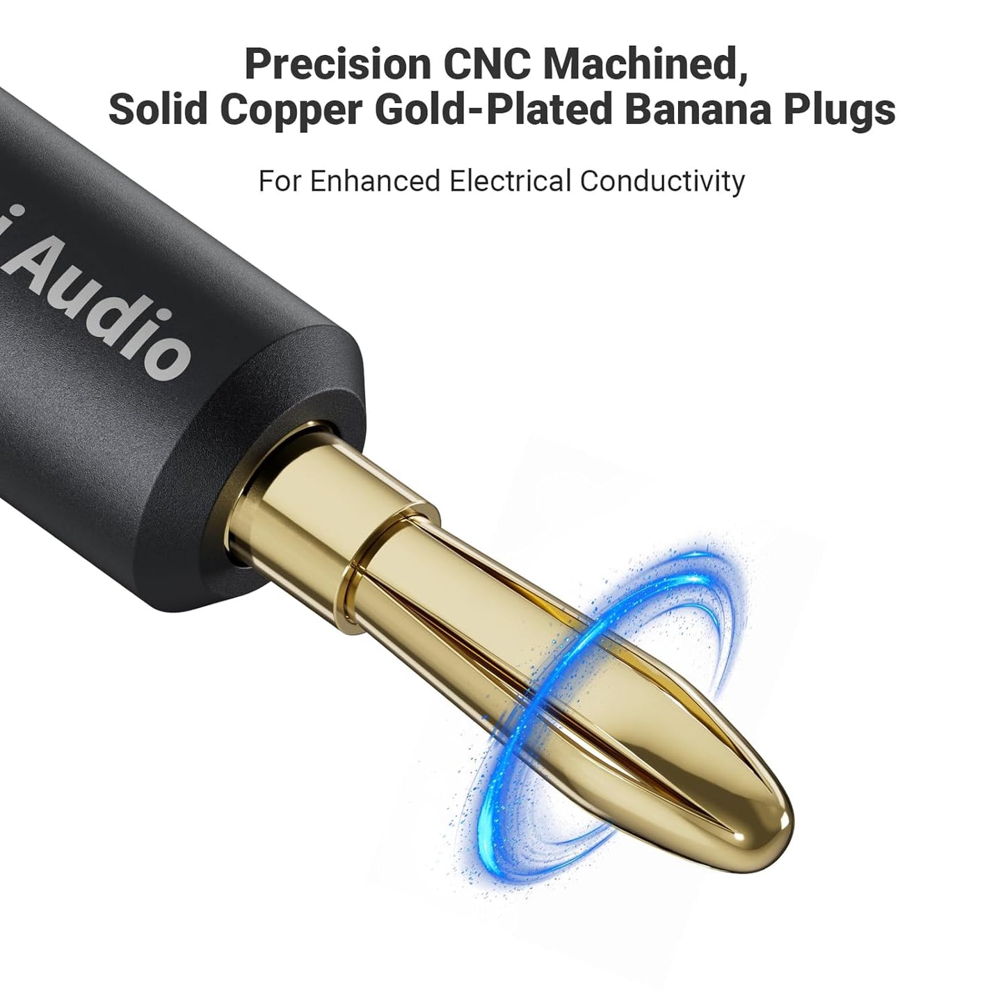 14AWG 0.9Ft, 1 Pack 4 (0.3m/11.8in) Fosi Audio Braided Speaker Wire Pair Cable with Gold Plated Banana Plugs, Black